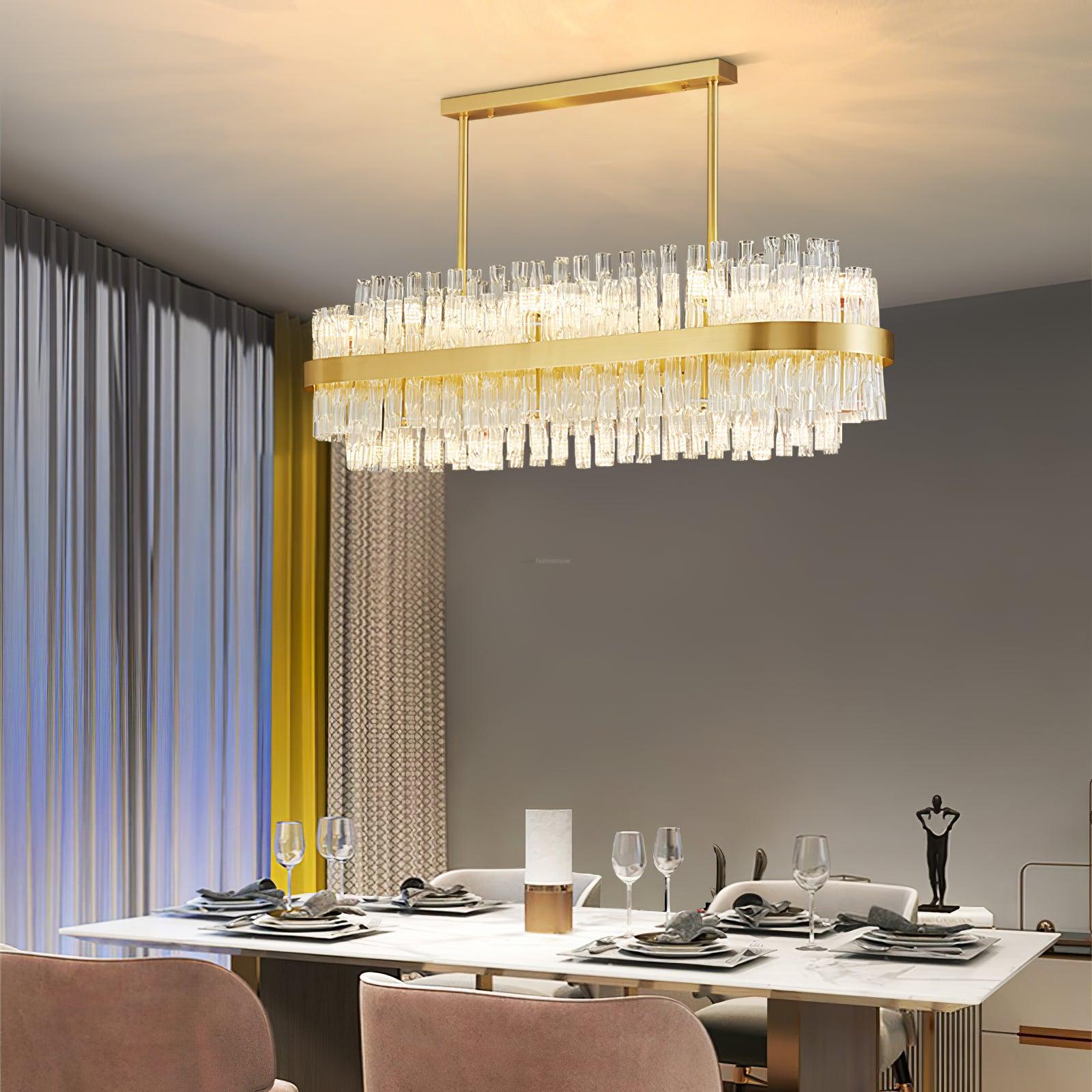 Gold & Clear Rod Round/Long canopy Chandelier - Luxehomezone