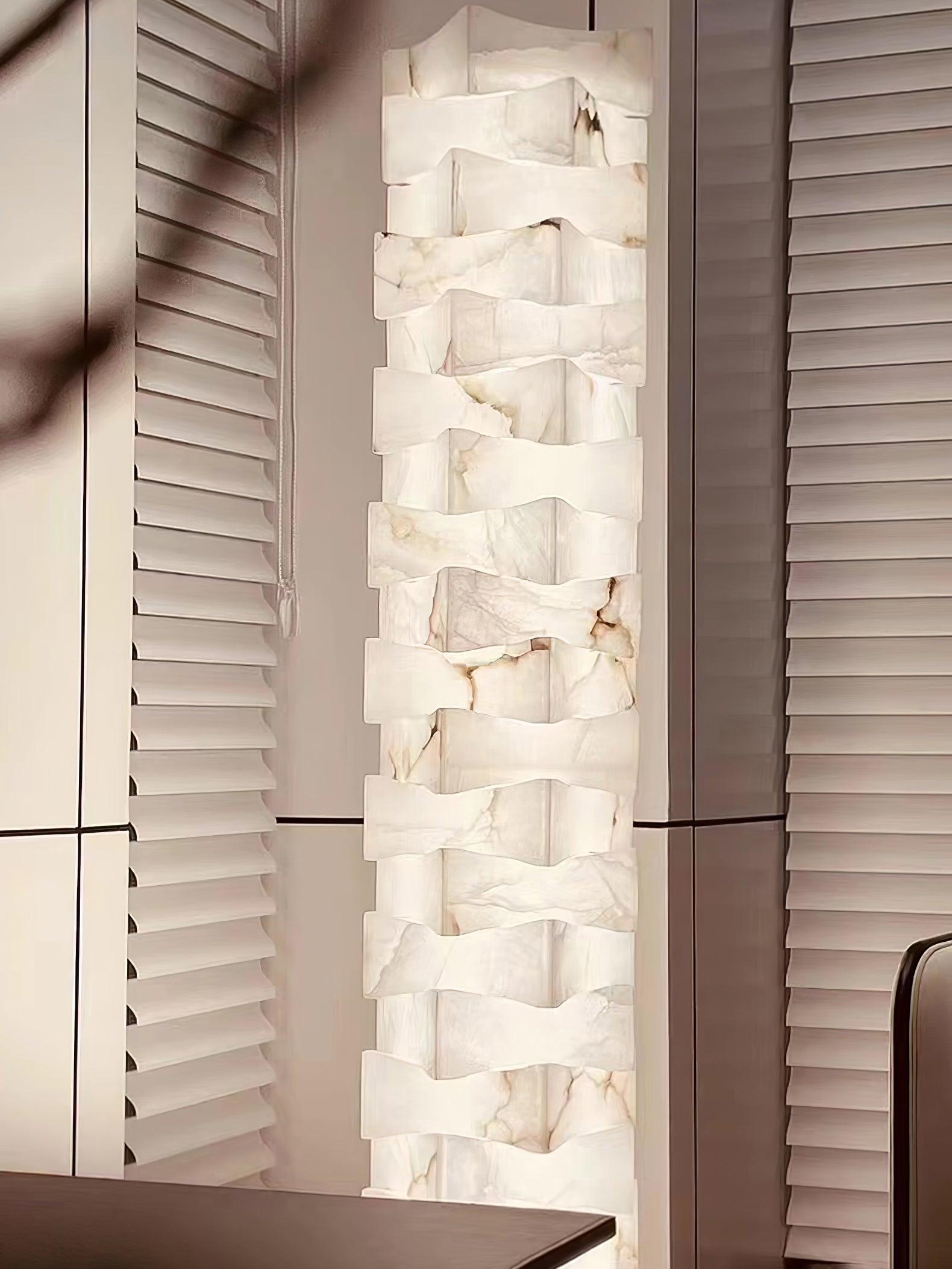 Stacked Alabaster Squares Floor Lamp - Alabaster-1-Luxehomezone
