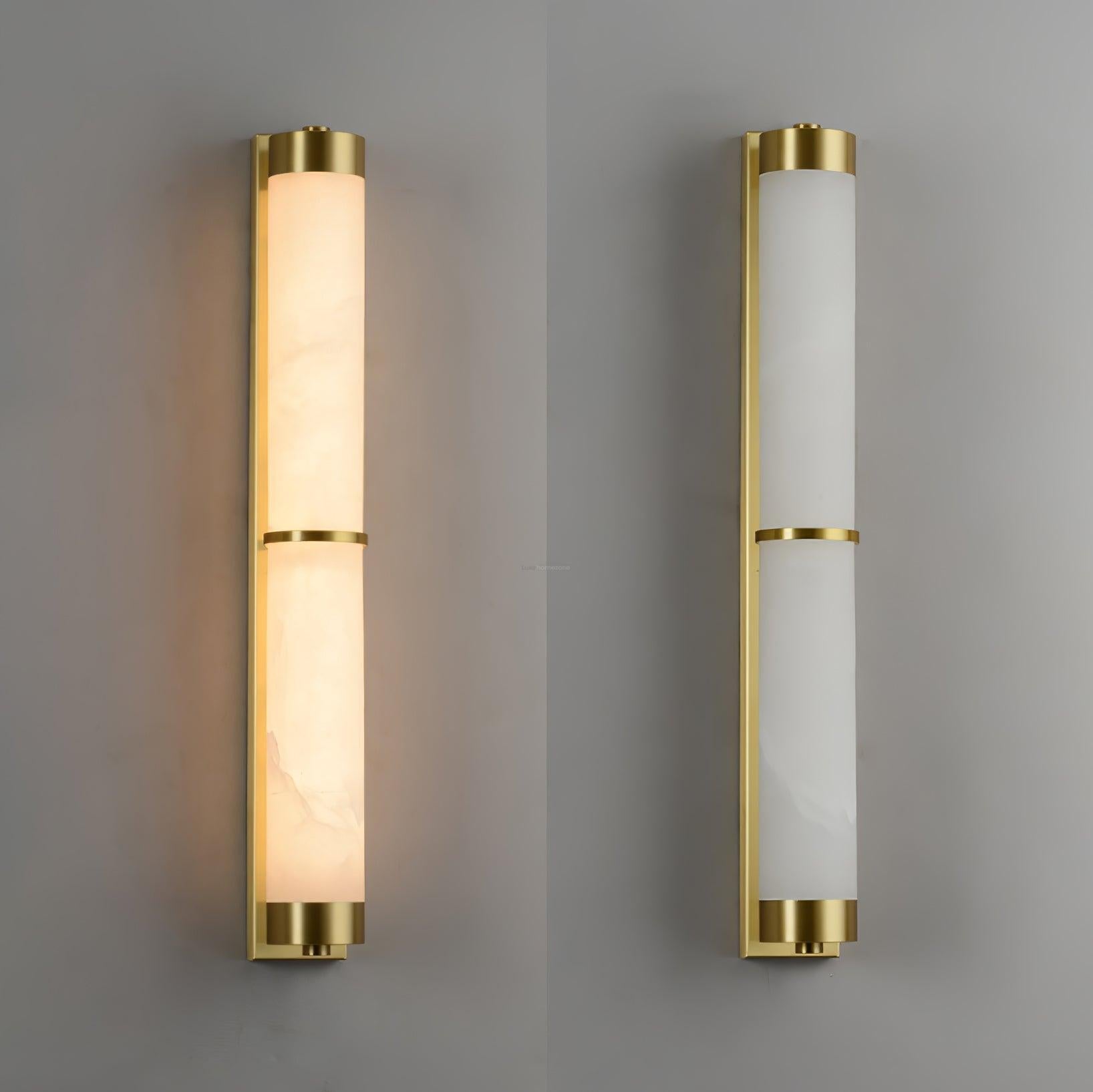 Cylindra Alabaster Brass Wall Sconce - Alabaster, Alabaster Wall Lamp-1-Luxehomezone