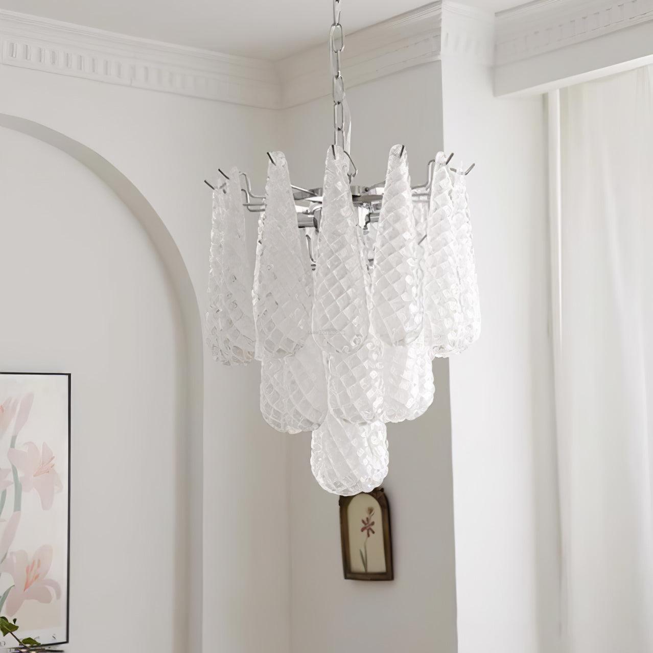 Grid Glass Style Waterfall Chandelier - Cylinder-1-Luxehomezone