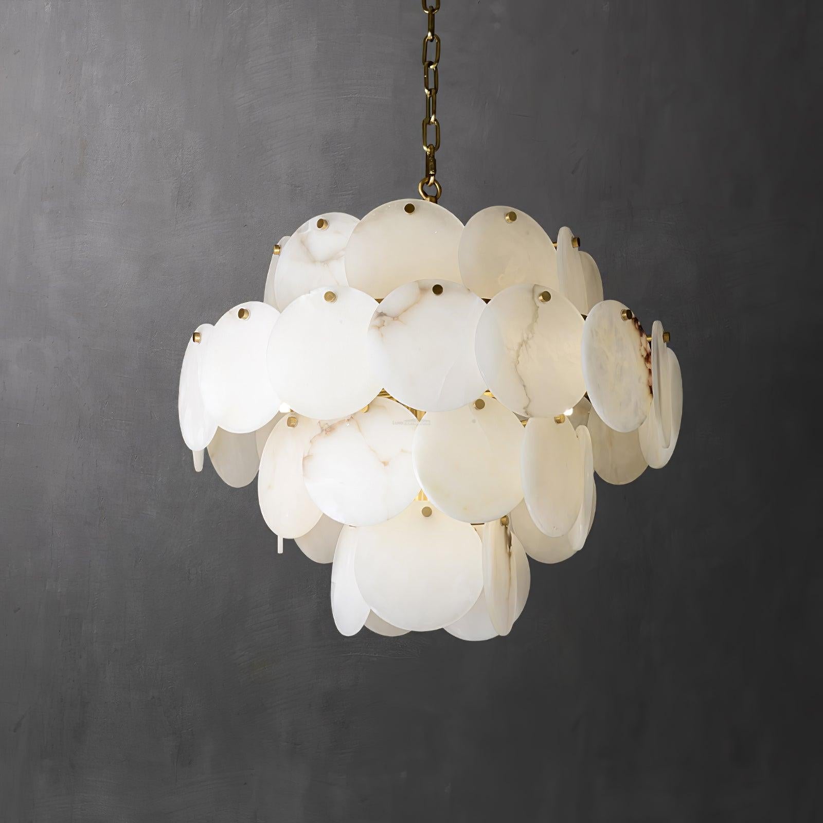 Alabaster Shell Brass Chandelier with 2/3/4/5/6 layer - Alabaster, Alabaster Chandelier-1-Luxehomezone