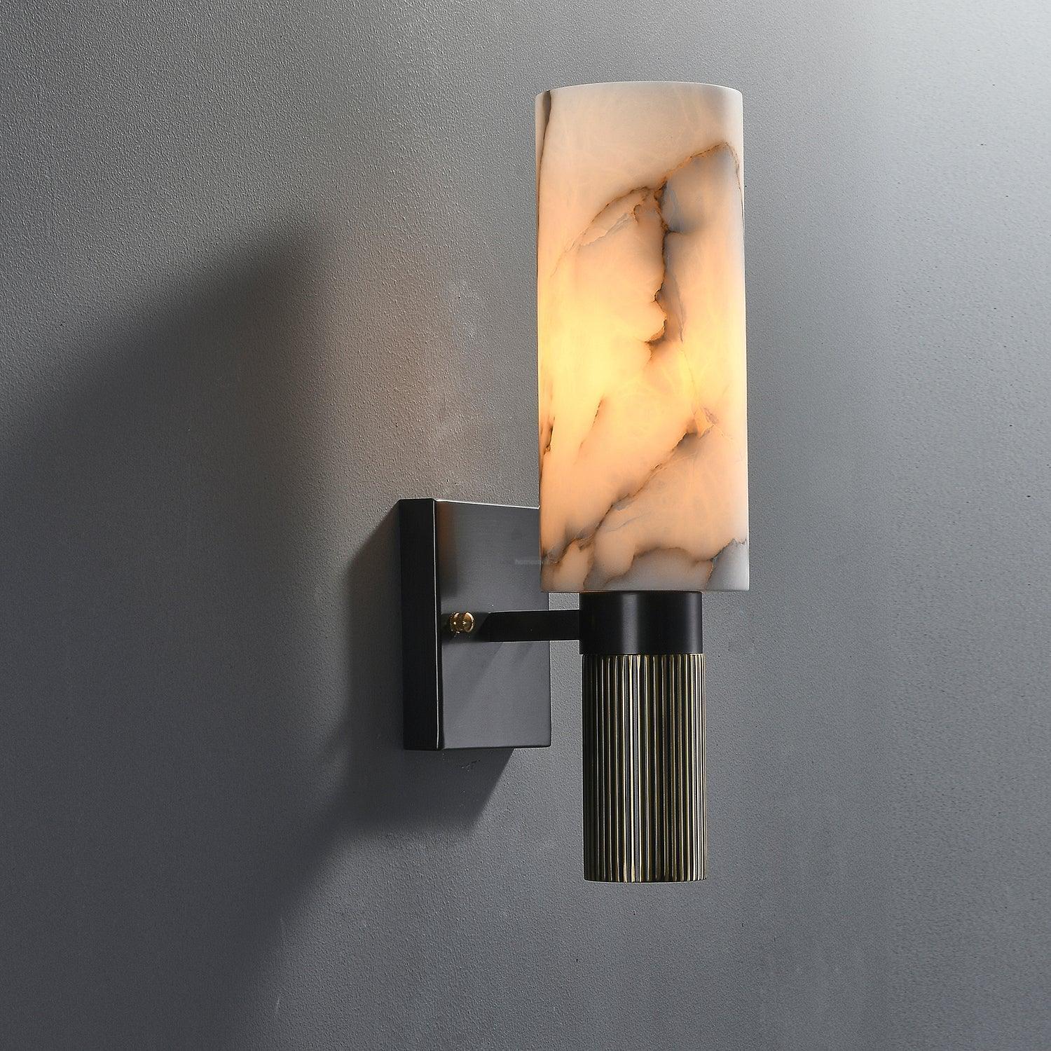 Torch Marble Walll Sconce - Alabaster, Alabaster Wall Lamp-1-Luxehomezone