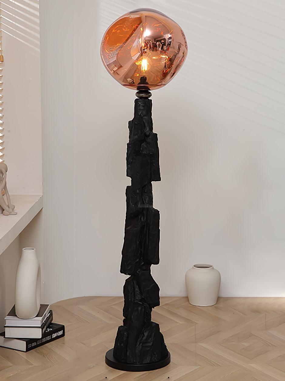 Lava Floor Lamp with Charcoal Color - Black  & Rose gold, Lava-1-Luxehomezone