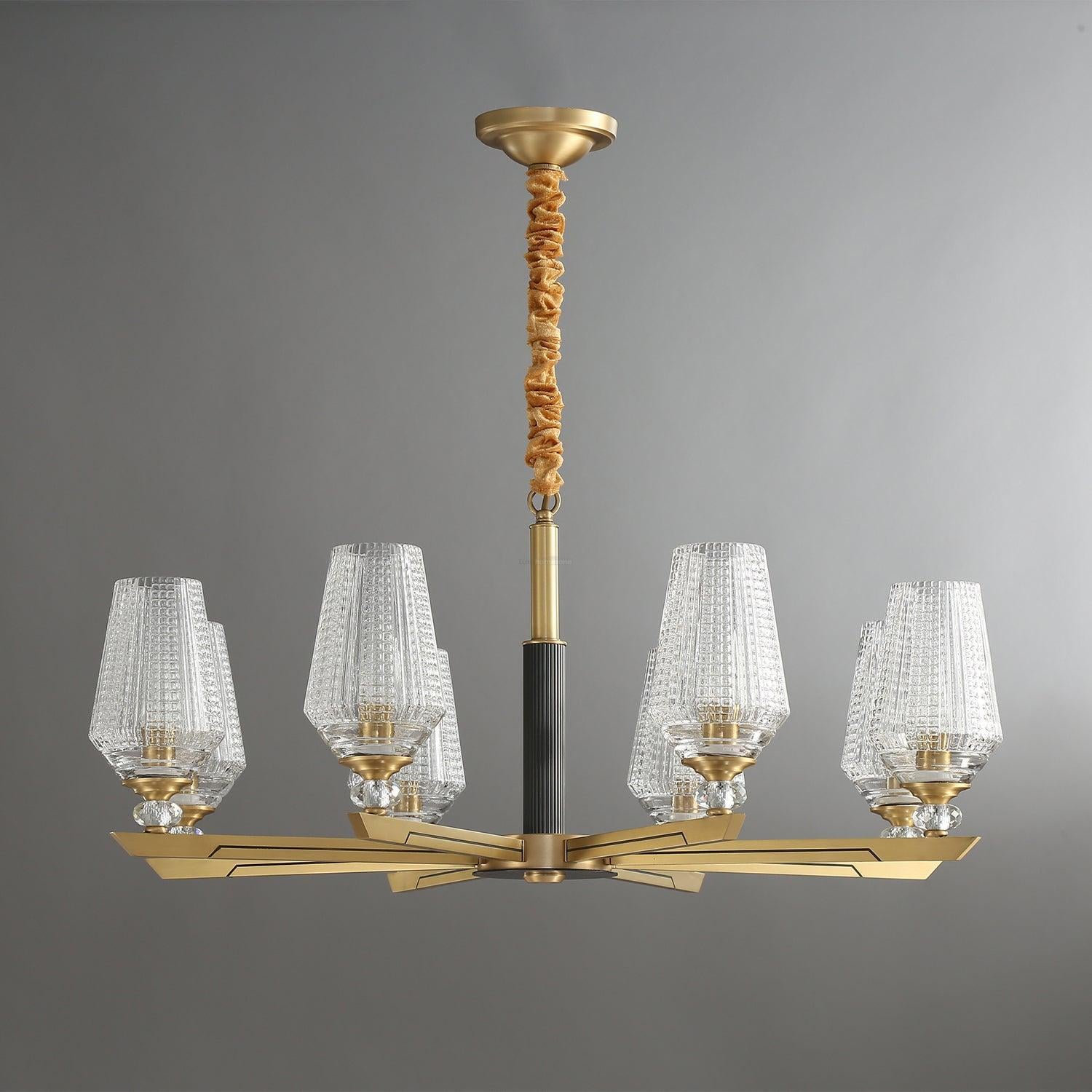 Orrefors Brass Chandelier Φ 25.2″ - Lucency-1-Luxehomezone