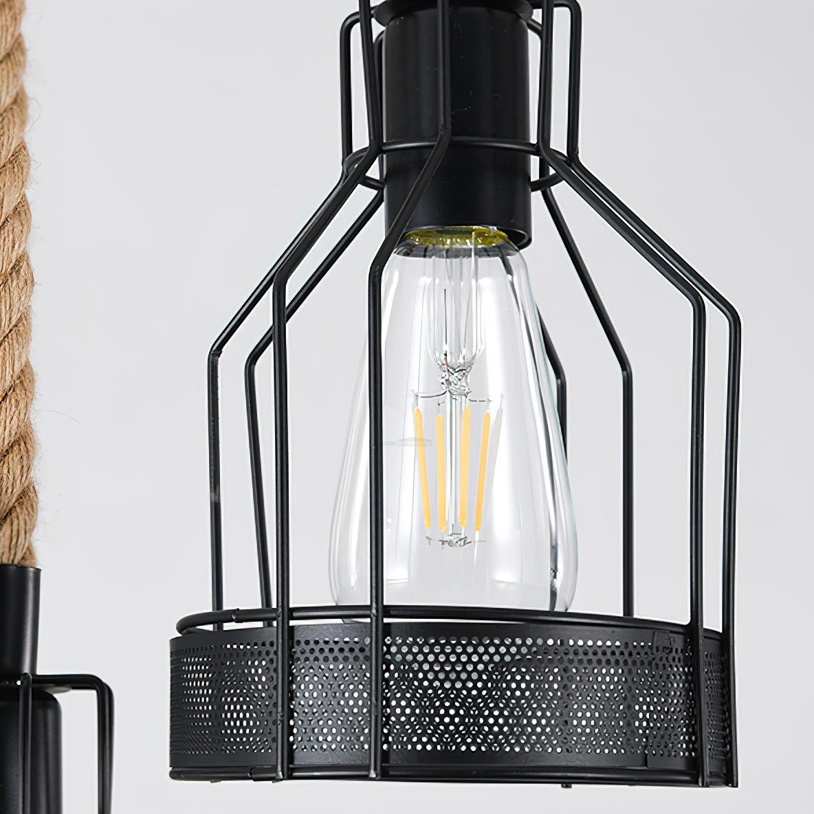 Hemp Rope Industrial Grenade Chandelier with 5/8 heads - Luxehomezone