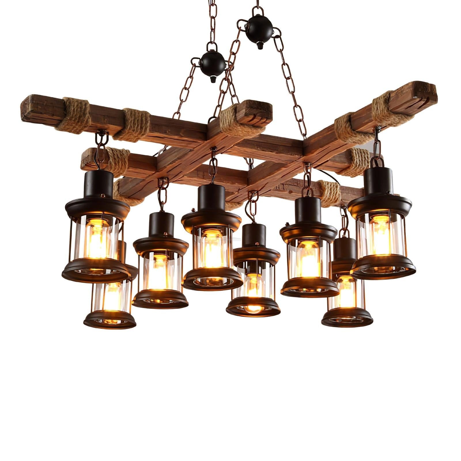 Vintage Wooden Glass Chandeliers - Luxehomezone