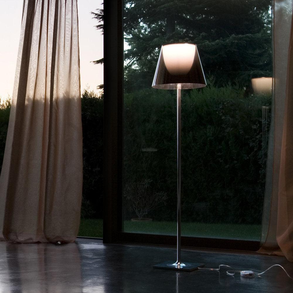 Chrome Prism Floor Lamp ∅ 15.7″ - Art Glass-1-Luxehomezone