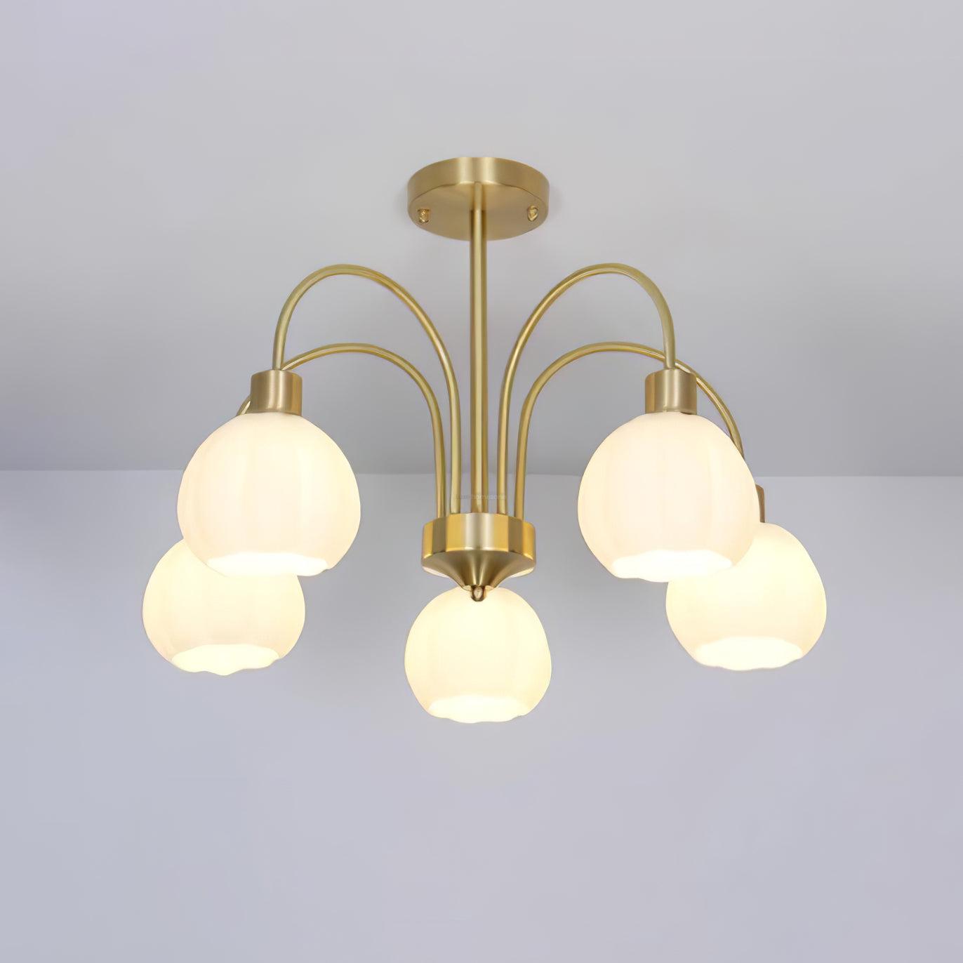Golden Pumpkin Glass Chandelier with 3/5/6/8 heads - Bend-1-Luxehomezone