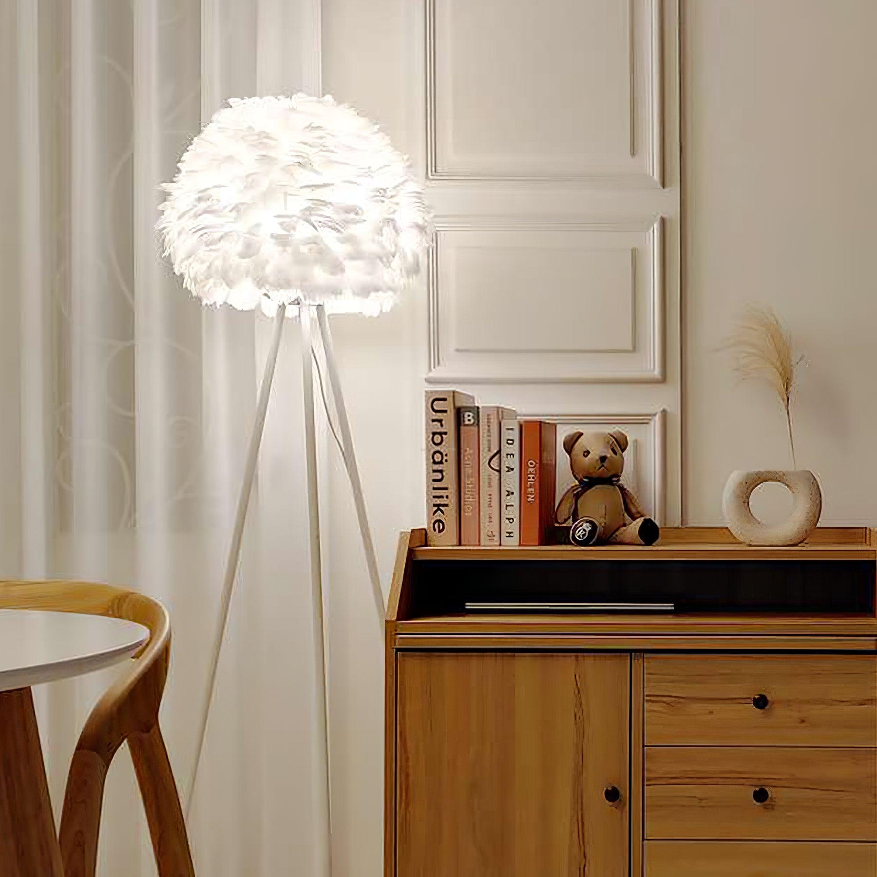 Eos Feather Floor Lamp  ∅ 19.6″ - Feather-1-Luxehomezone