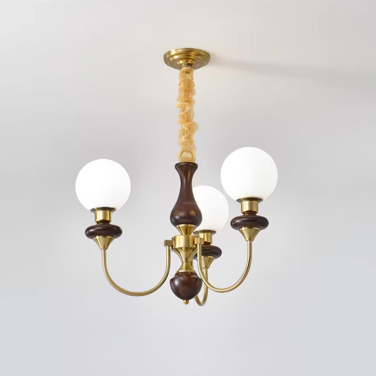 Walnut Brass Chandelier with 3/6/8 lamps - Bend, Marshmallow Chandelier-1-Luxehomezone
