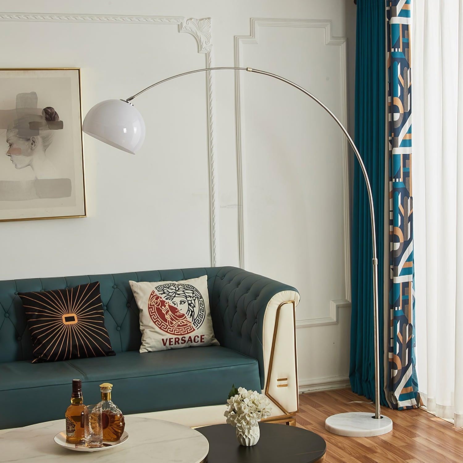 Sneedville Arched Floor Lamp W 59″ - Alabaster-1-Luxehomezone