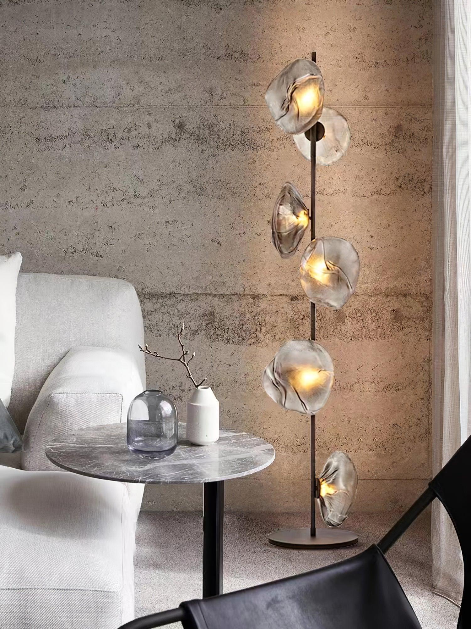 Glass Petals Floor Lamp with 3/6 heads - Art Glass-1-Luxehomezone