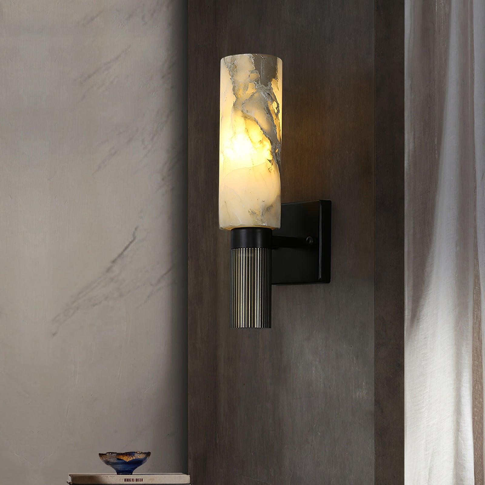 Torch Marble Walll Sconce - Alabaster, Alabaster Wall Lamp-1-Luxehomezone