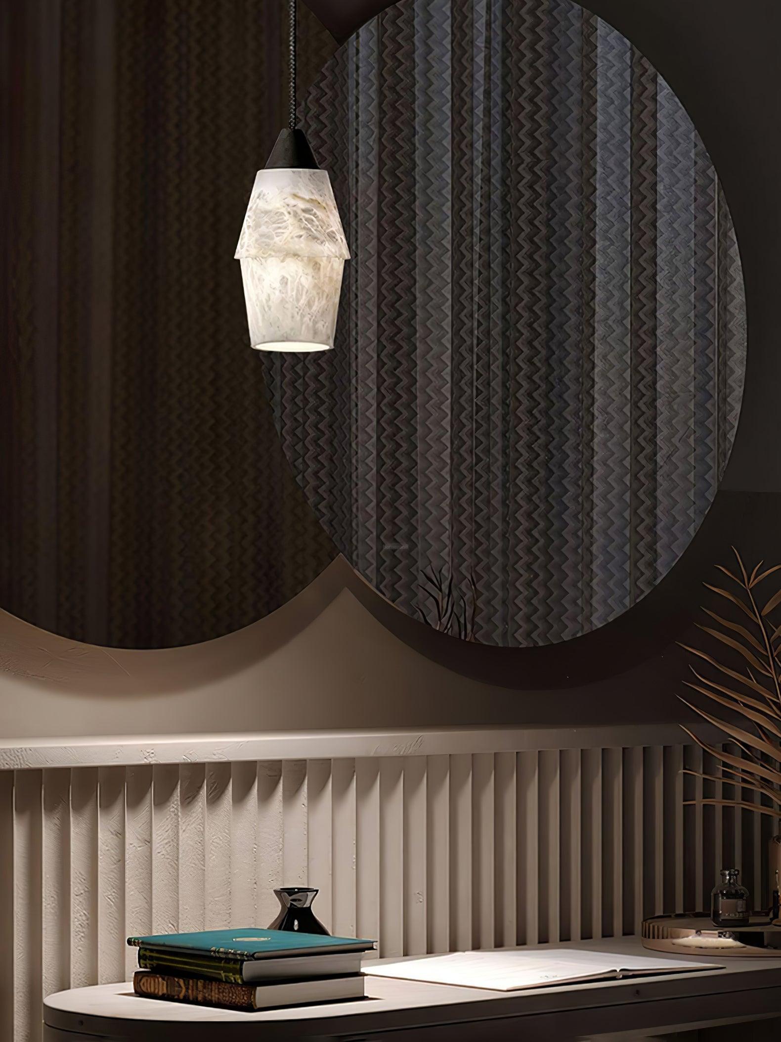 TEN MA DO Alabaster Pendant Light - Alabaster, Alabaster Pendant-1-Luxehomezone
