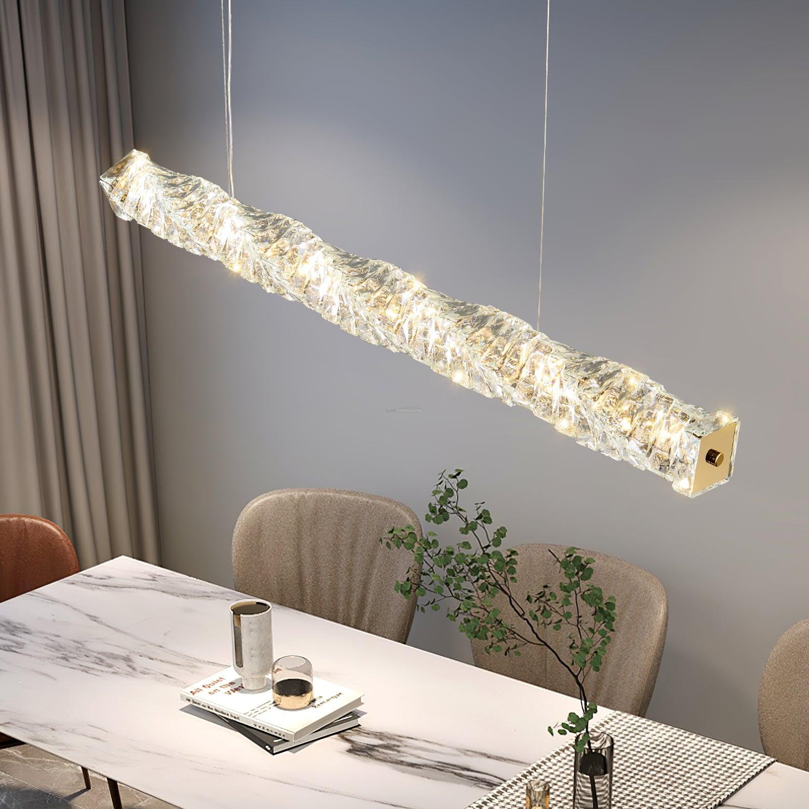 Long Crystal  Linear Pendant Light - Bar-1-Luxehomezone