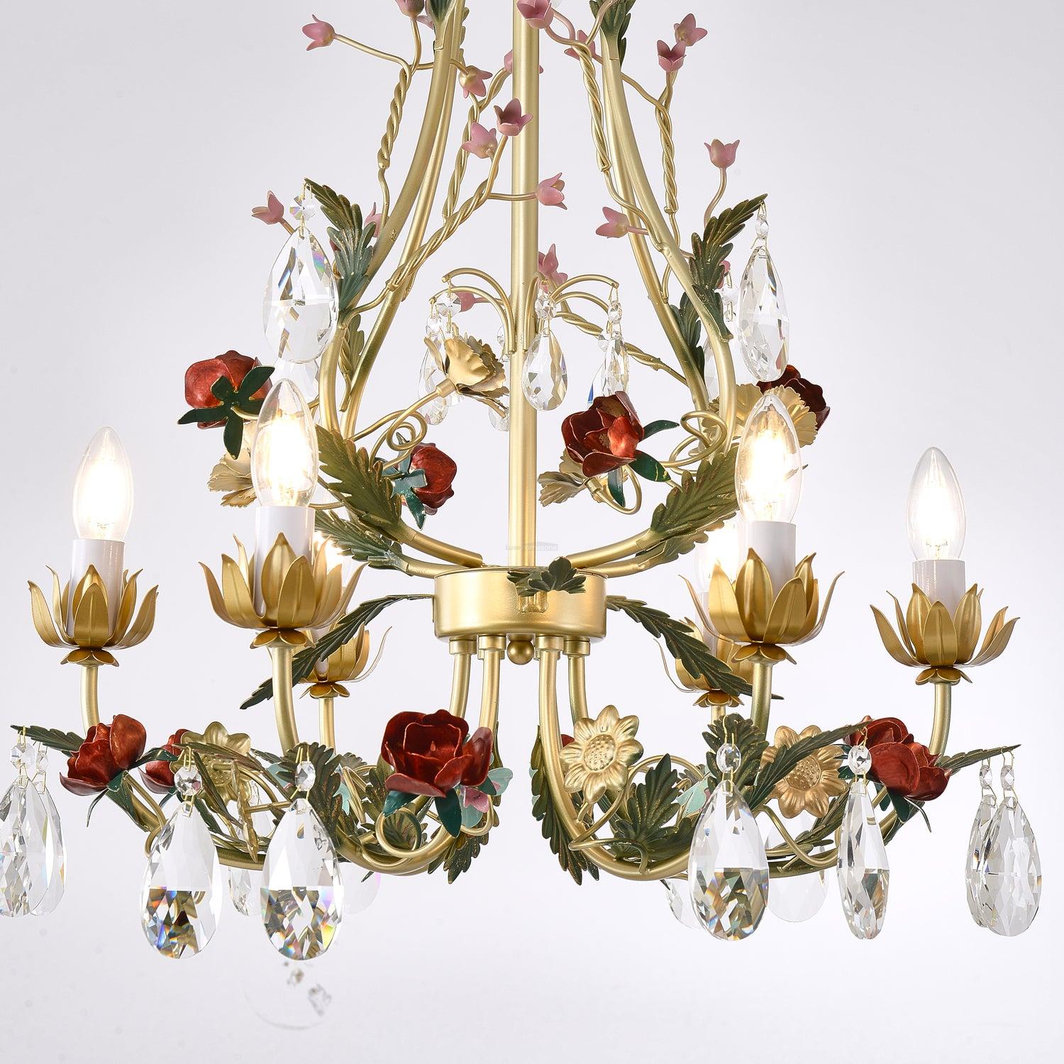 Candle Style Rose Love Chandelier with 6/8 heads - Candle-1-Luxehomezone