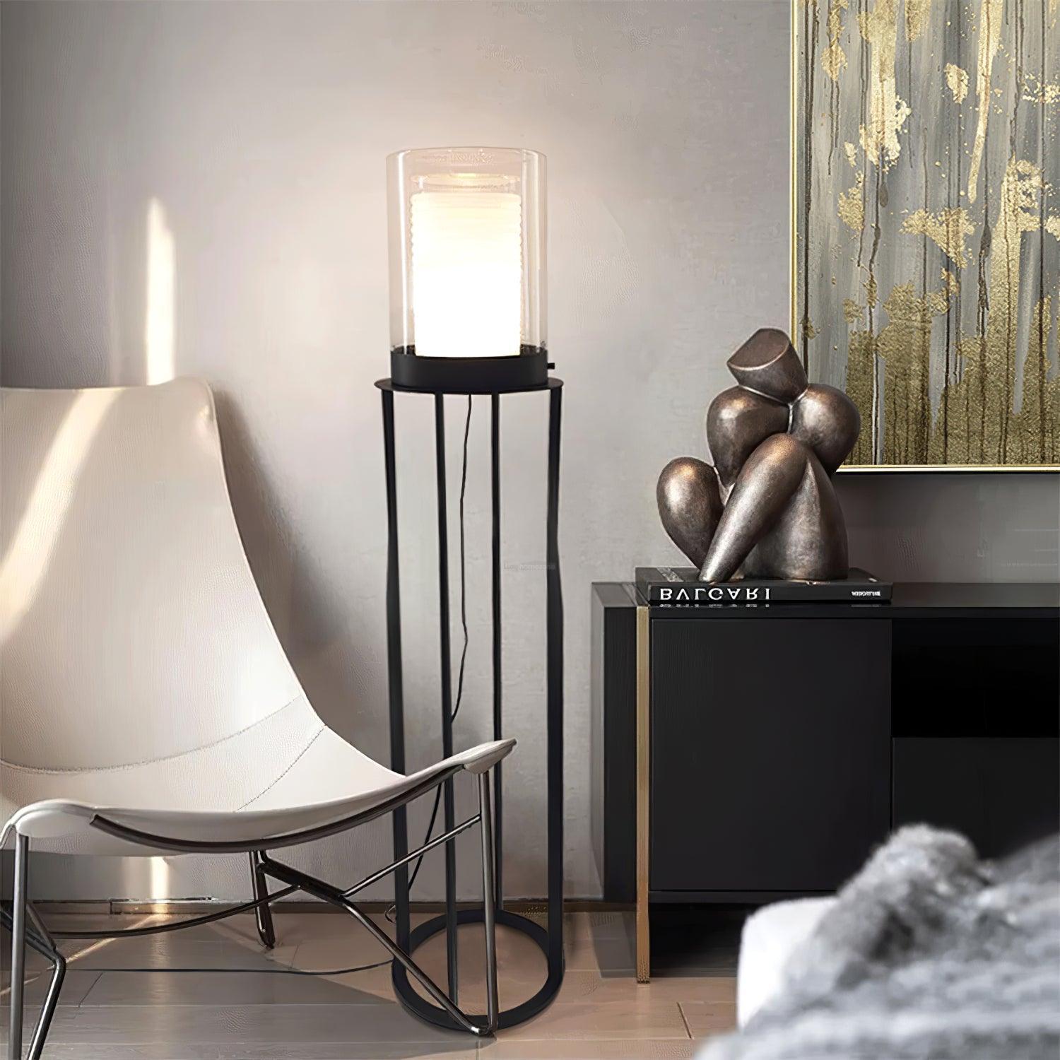 Dual Cylinder Glass Floor Lamp ∅ 12.6″ - Luxehomezone