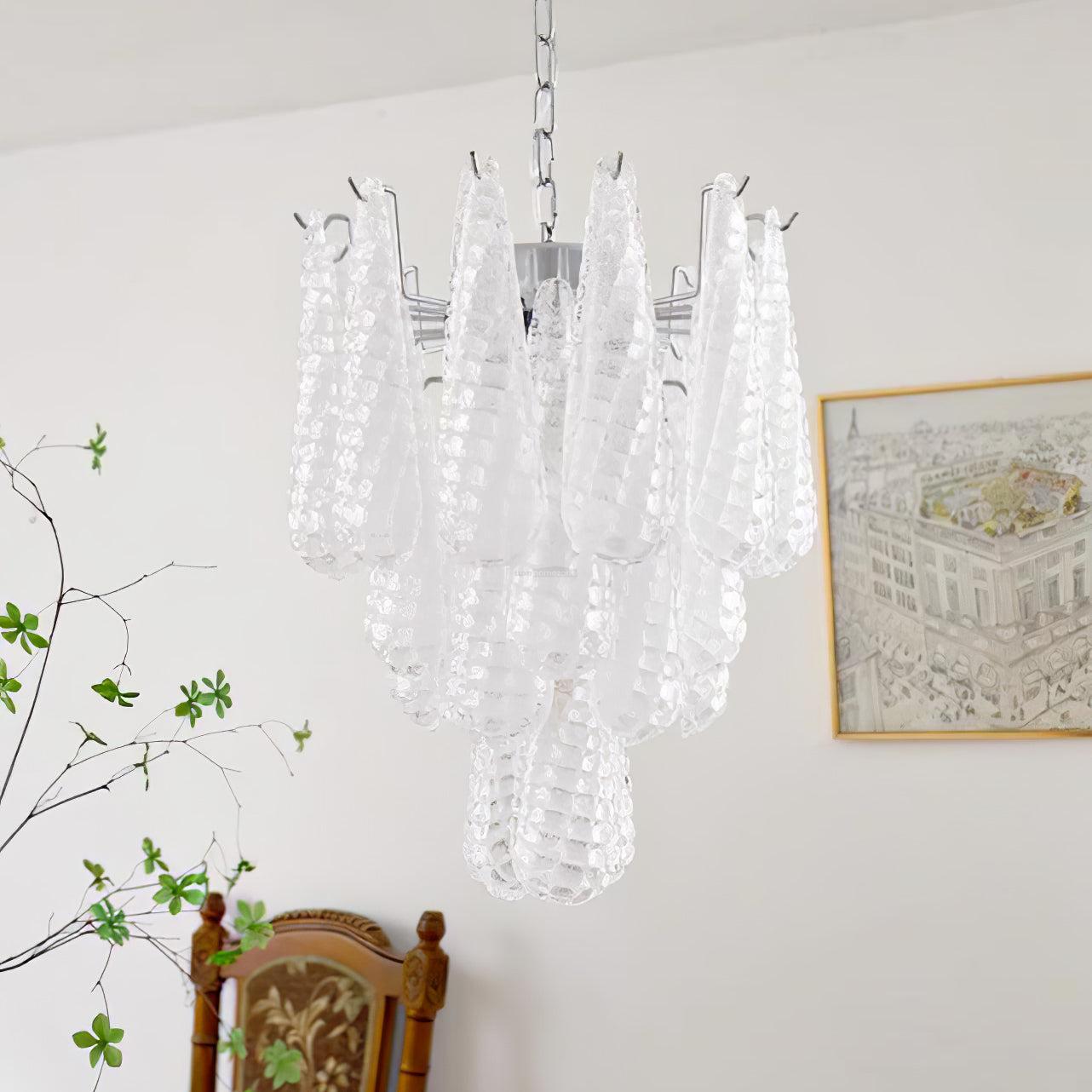 Grid Glass Style Waterfall Chandelier - Cylinder-1-Luxehomezone