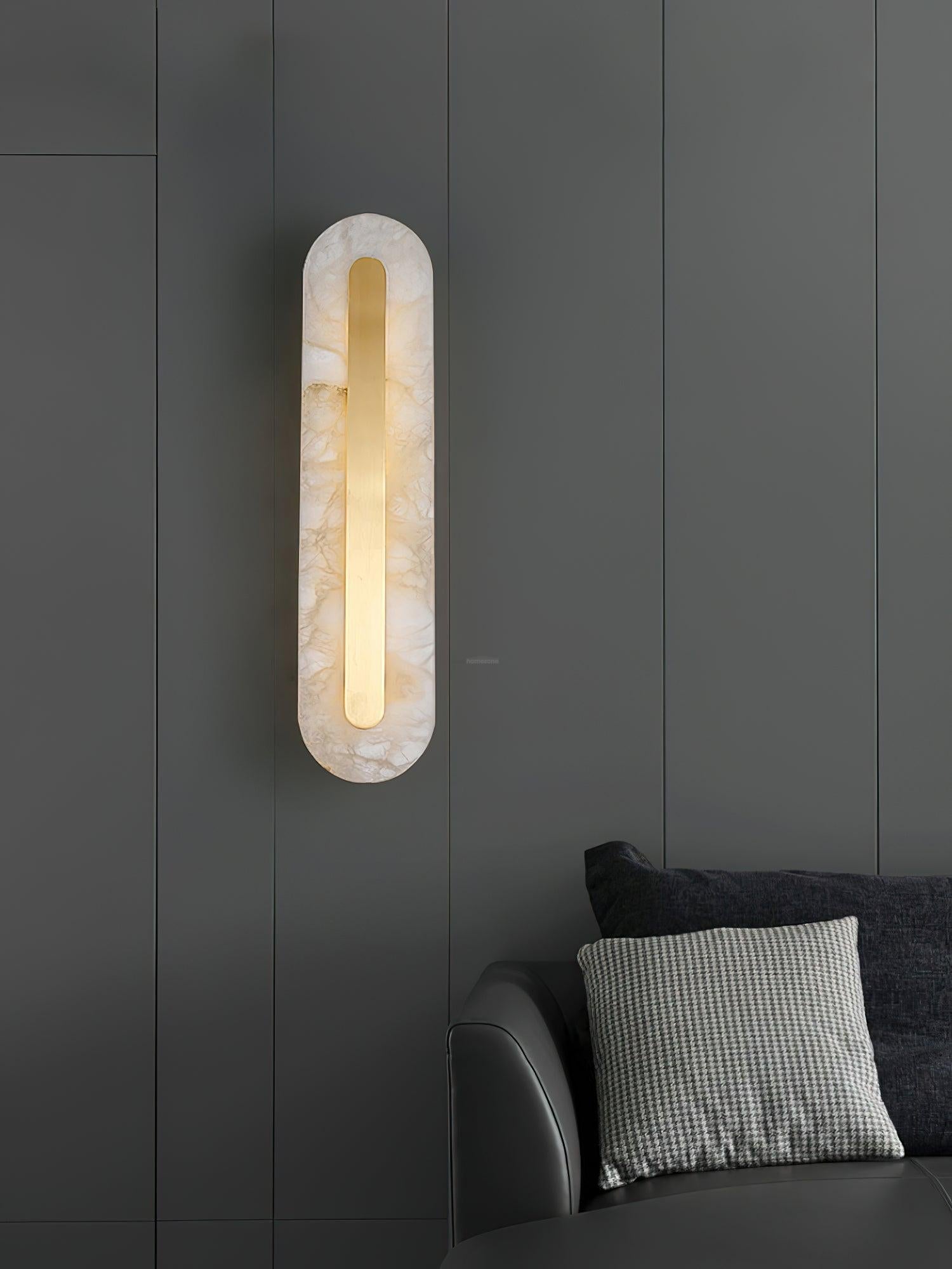 Alabaster Rounded Wall Sconce - Alabaster, Alabaster Wall Lamp-1-Luxehomezone