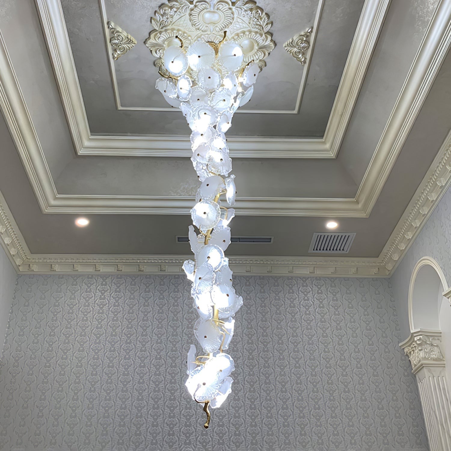 Ruby Modern Water Glass Branch Chandelier - Bedroom, Branch, Branch Chandelier, CCCC, Chandelier, Chandelier For Staircase, Chandeliers, crystal chandelier, Dining & Kitchen, Dining Room, entryway, foyer, Foyer Chandelier, Glass, Hallway, Hallway & Entrance, Hotel, Living Room, Modern, Modern Chandelier, Staircase, Staircase Chandelier, Stairs & Foyer-1-Luxehomezone