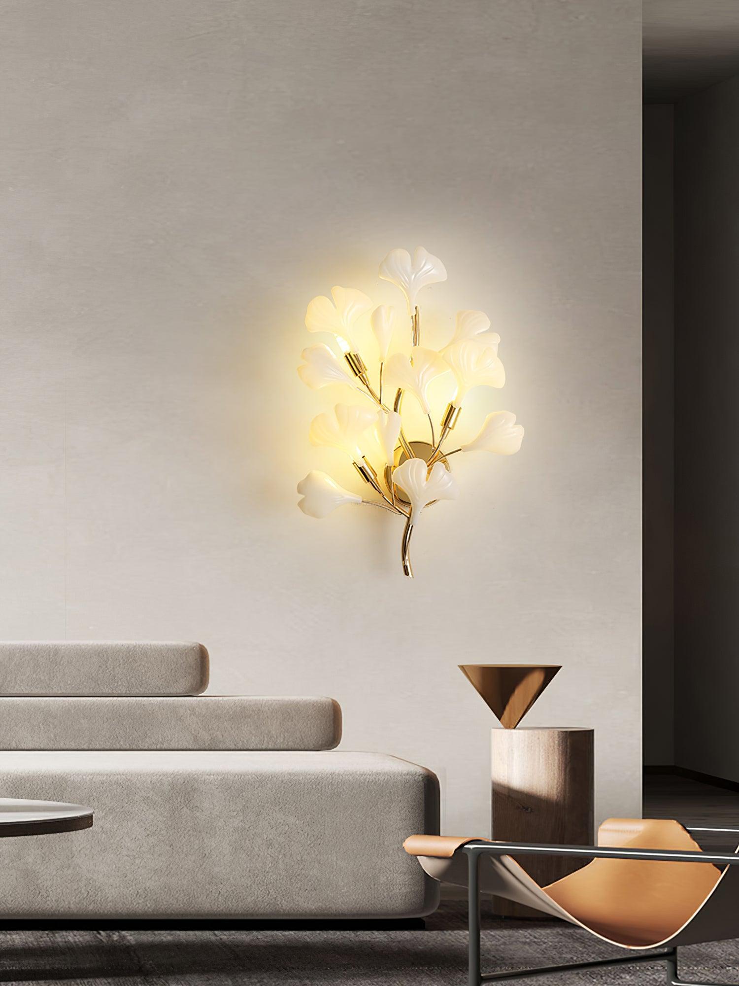 Gingko Wall Lamp with Leaves - Luxehomezone