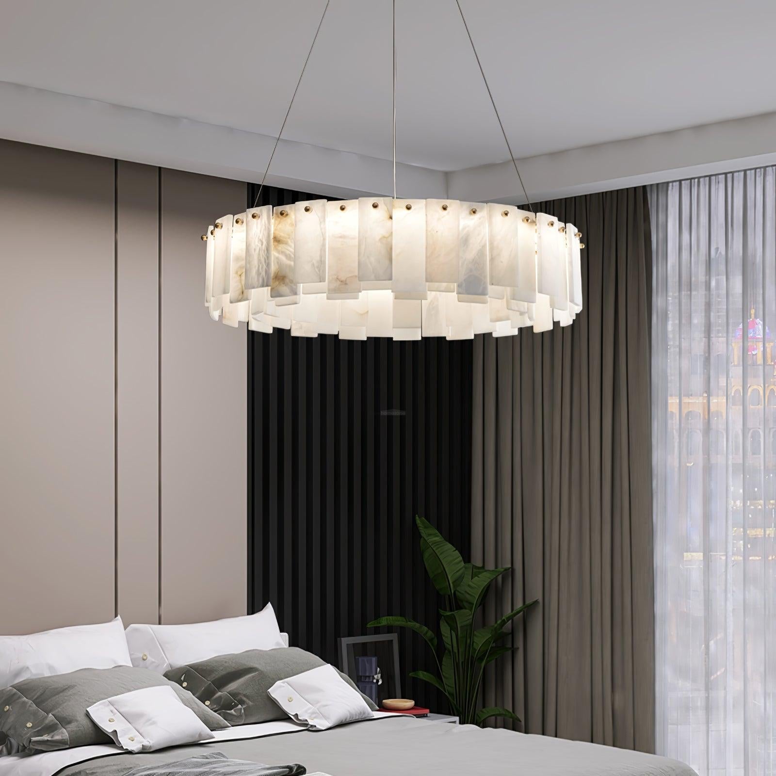 Celestial Alabaster Round/Square Chandelier - Alabaster, Alabaster Chandelier-1-Luxehomezone