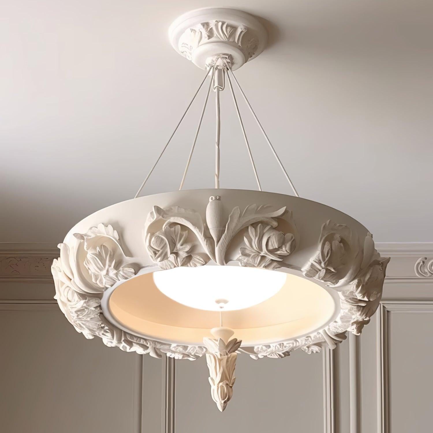 Artistic Carved Plaster Chandelier ∅ 23.6″~∅ 31.5″ - Alabaster-1-Luxehomezone