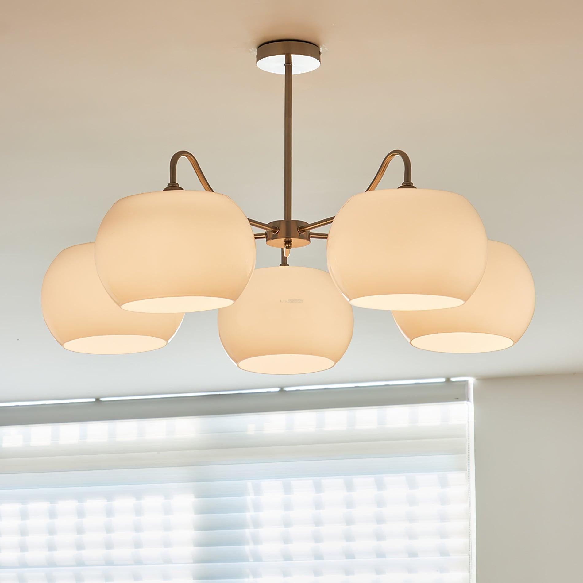 Nickel Glass Persimmon Chandelier with 3/5 heads - Glass Chandelier, Optimized, Persimmon-1-Luxehomezone