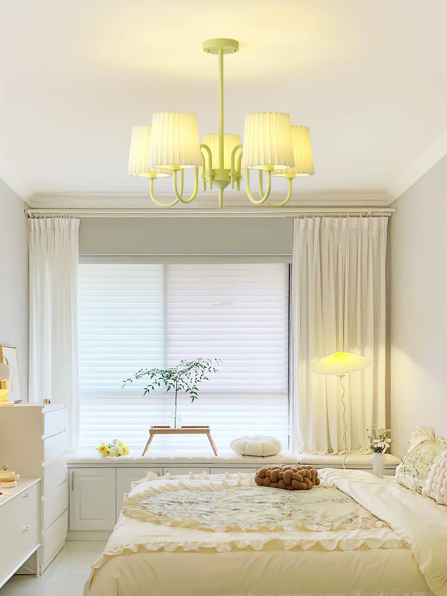 Pleated Fabric Matcha Chandelier with 4/5/6/8 heads - Variety-1-Luxehomezone