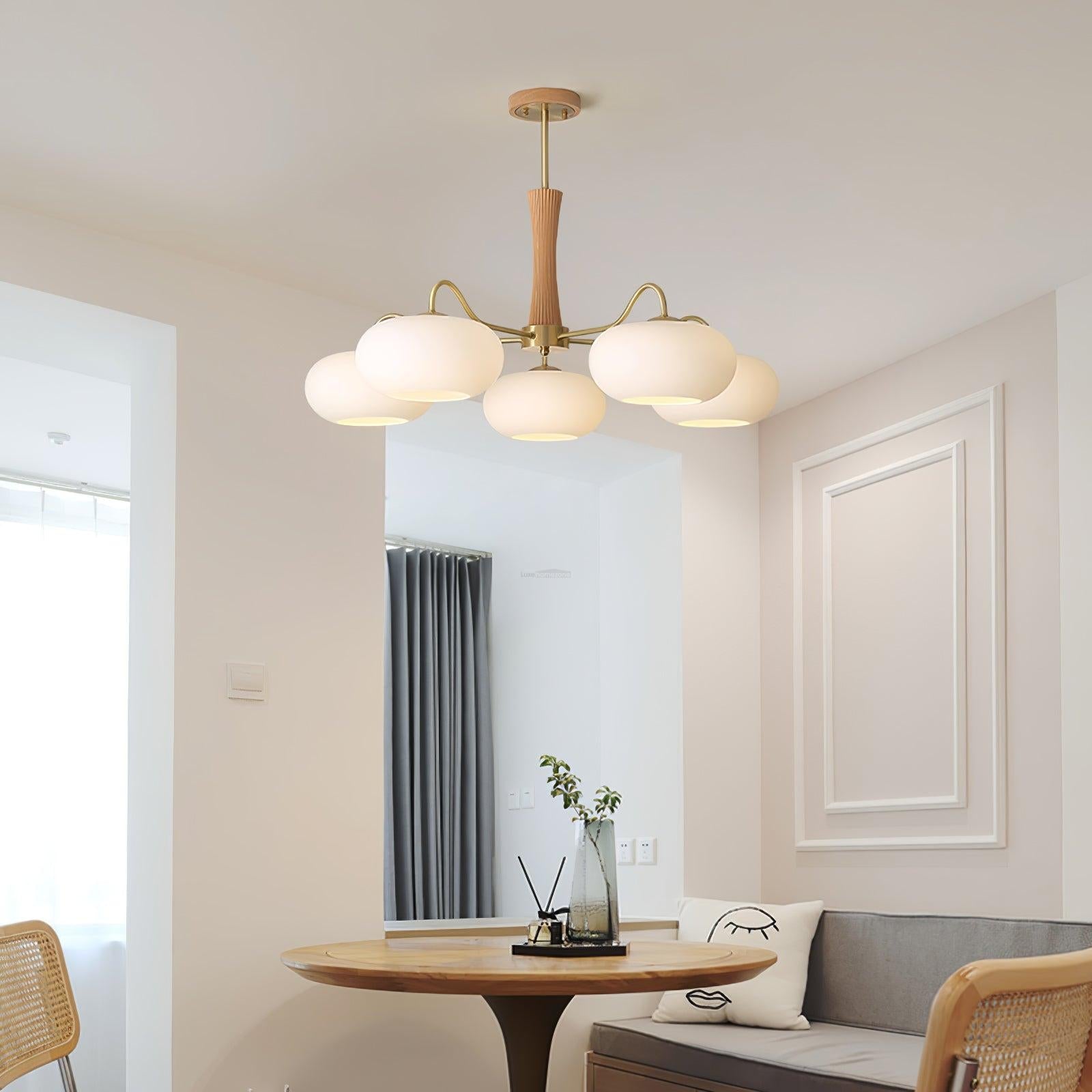 Brass Wooden Persimmon Ceiling Light For Living Room - Glass Chandelier, Persimmon, Semi Flush Mounts-1-Luxehomezone