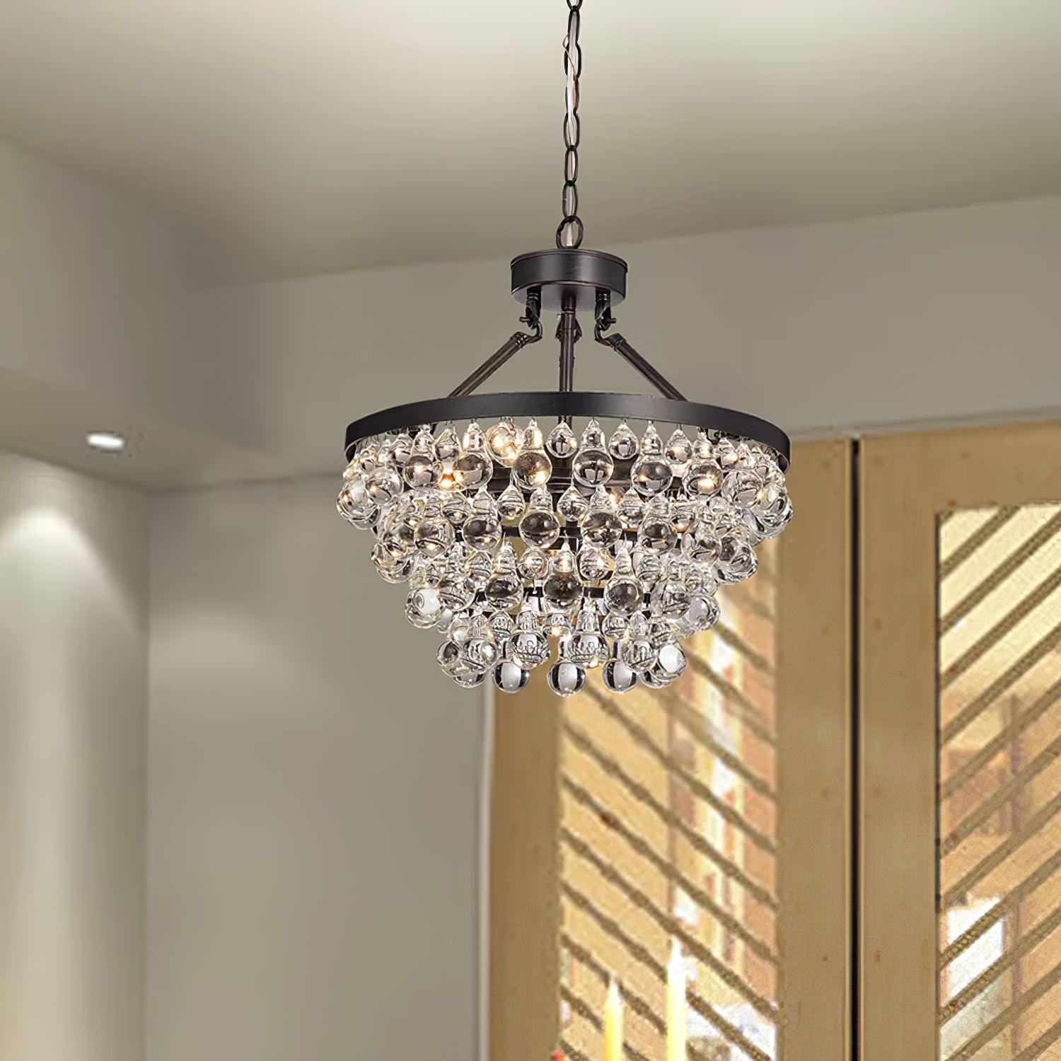 Unique Tiered Crystal Chandelier Φ 15.7″ - Crystals-1-Luxehomezone