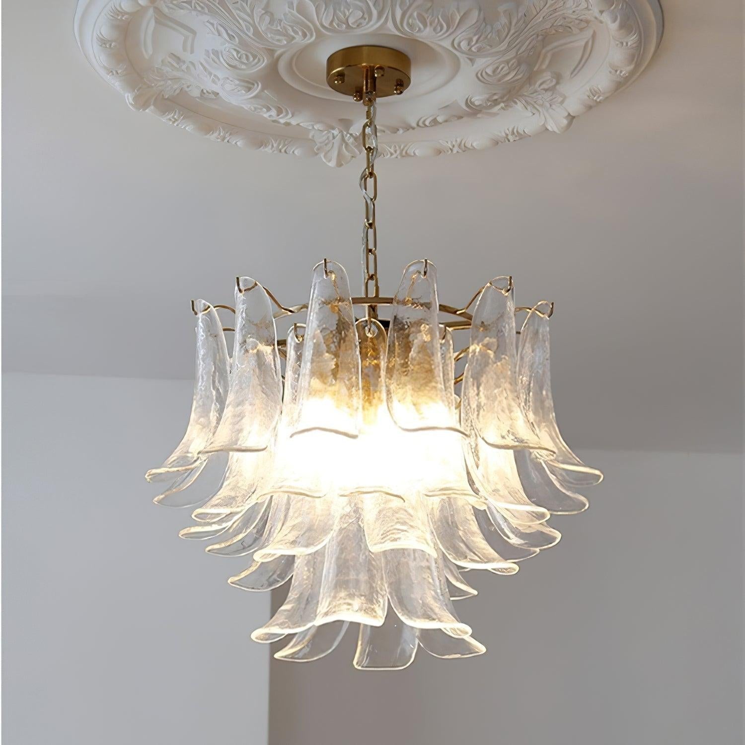 Glass Leaf Cascade Chandelier with 3/4 layer - Luxehomezone