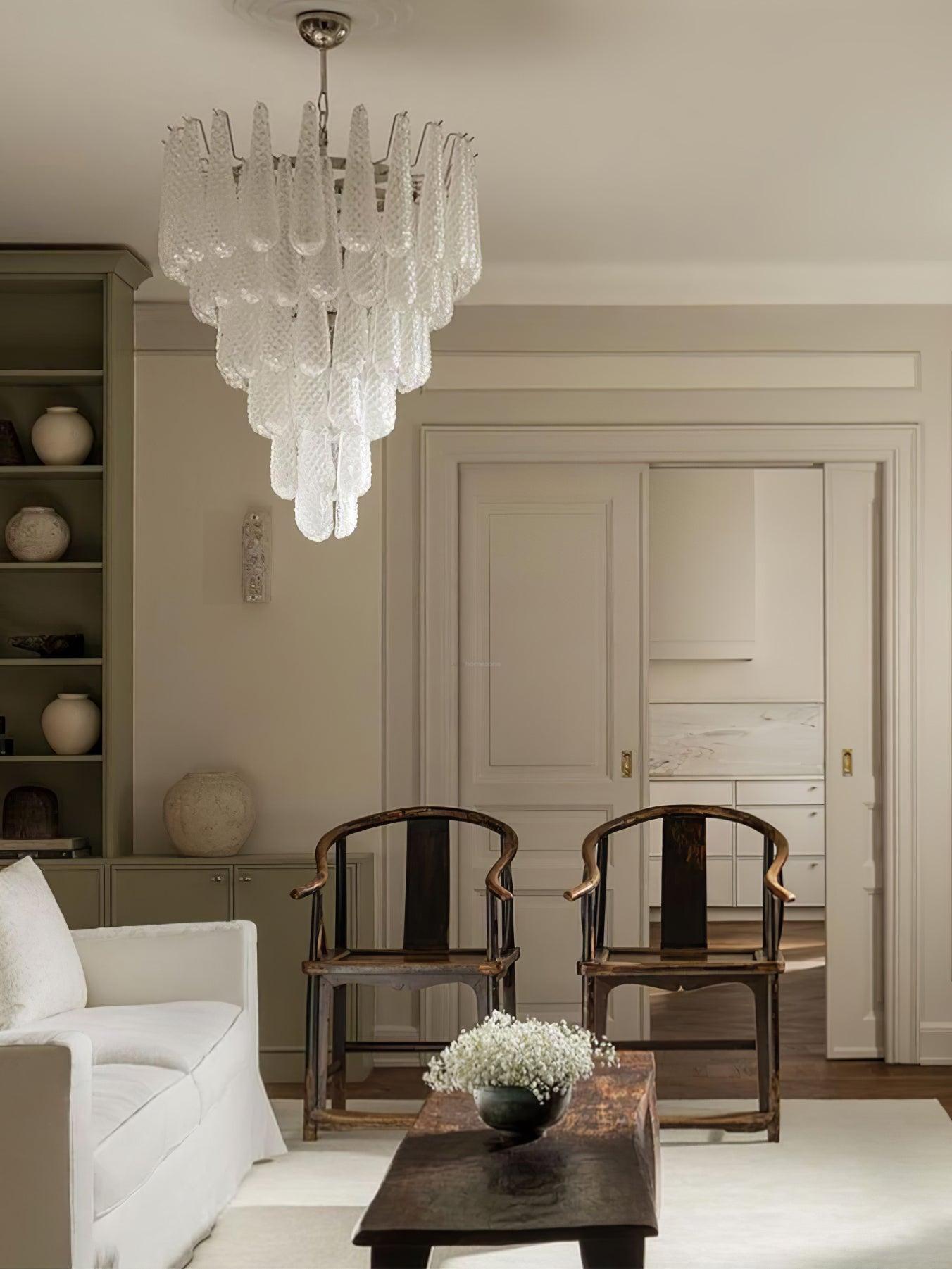 Grid Glass Style Waterfall Chandelier - Cylinder-1-Luxehomezone