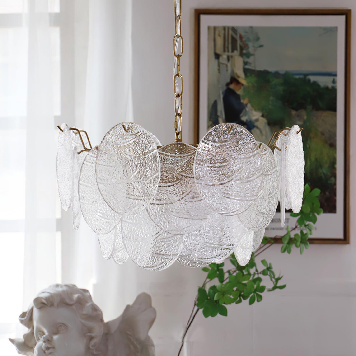 Glass Disc Chandelier with 4/6/9/12 heads - Cylinder-1-Luxehomezone