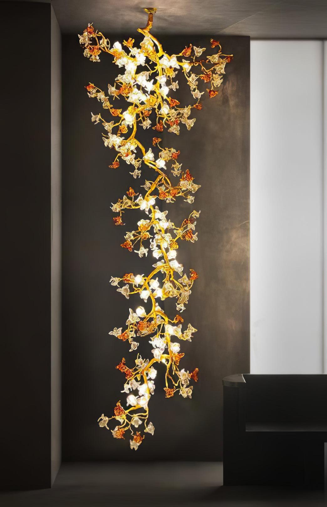 Brass Maple Long Branch Staircase Chandelier - Helia-1-Luxehomezone