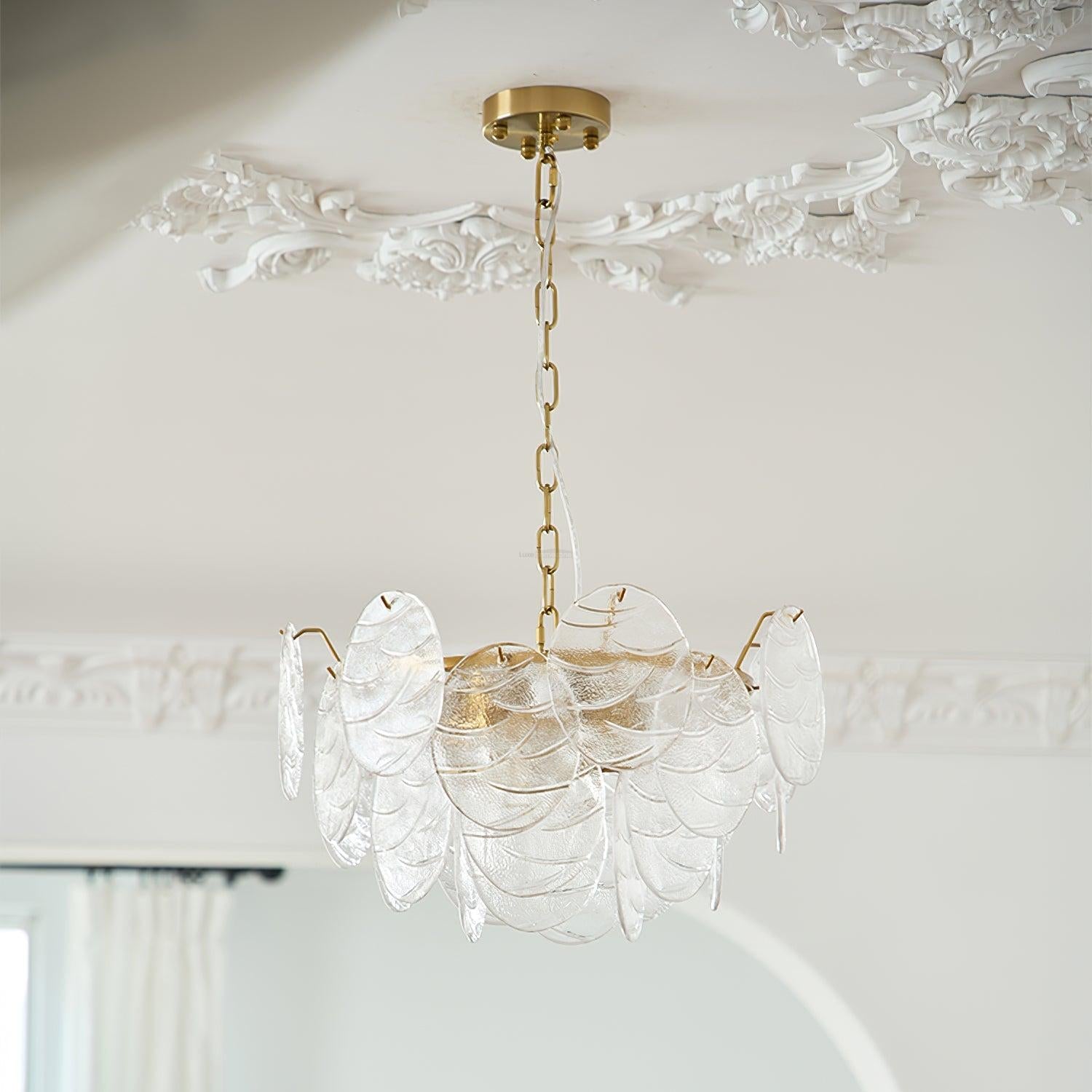 Victorian Disc Round Chandelier - Gold & Clear-1-Luxehomezone
