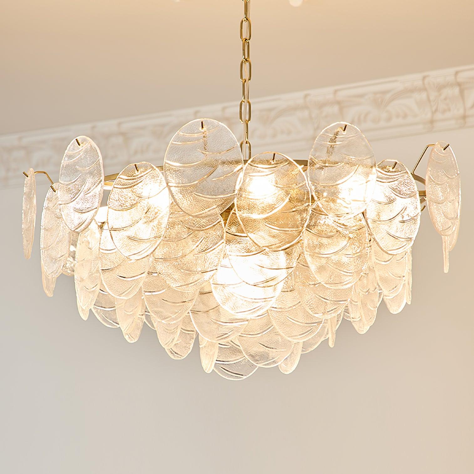 Victorian Disc Round Chandelier - Gold & Clear-1-Luxehomezone