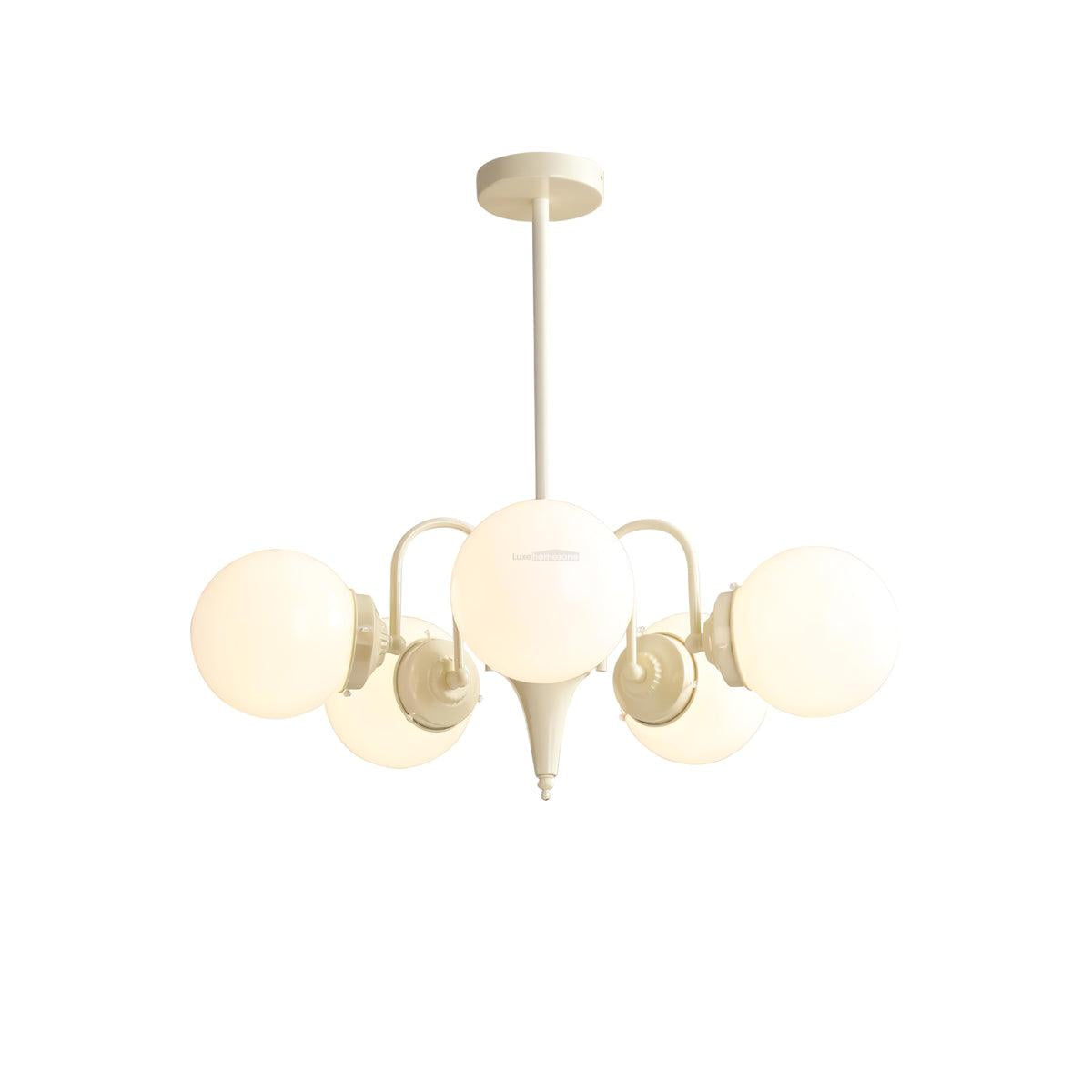 Cream Glass Ball Chandelier ∅ 19.7″ - Bend-1-Luxehomezone