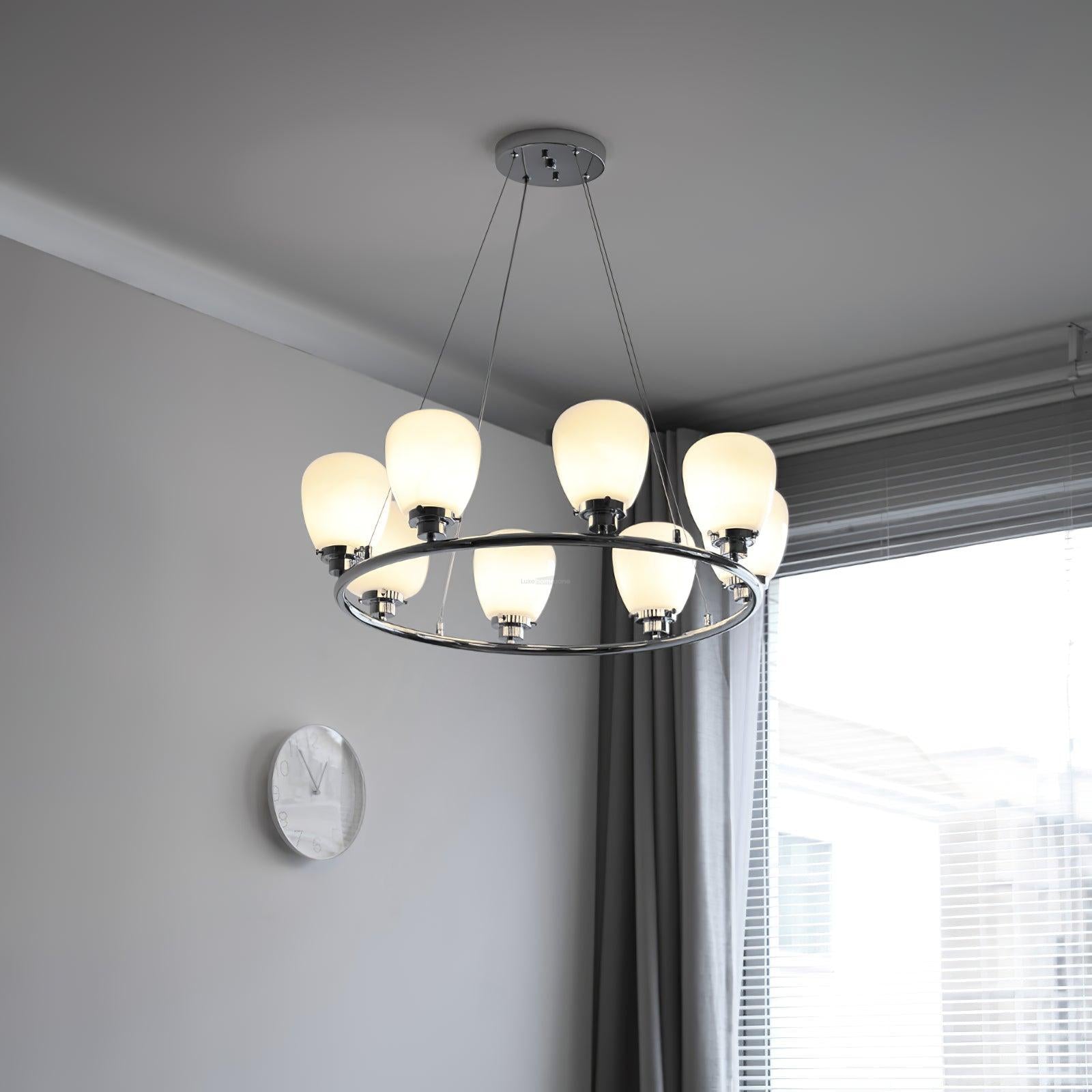 Werner Chandelier ∅ 17.7″ - Bend, Marshmallow Chandelier-1-Luxehomezone