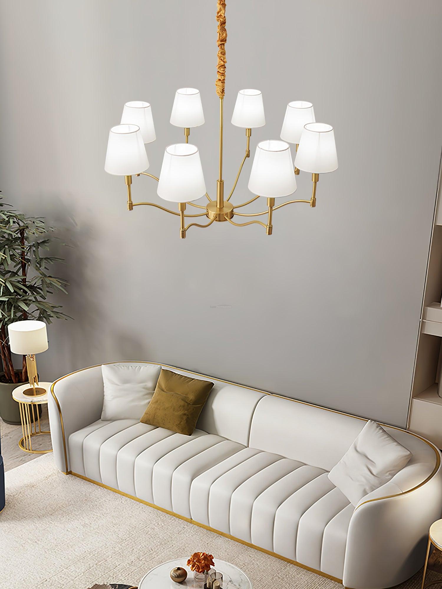Meridian Mid Century Brass Chandelier with 3/5/8 heads - Variety-1-Luxehomezone
