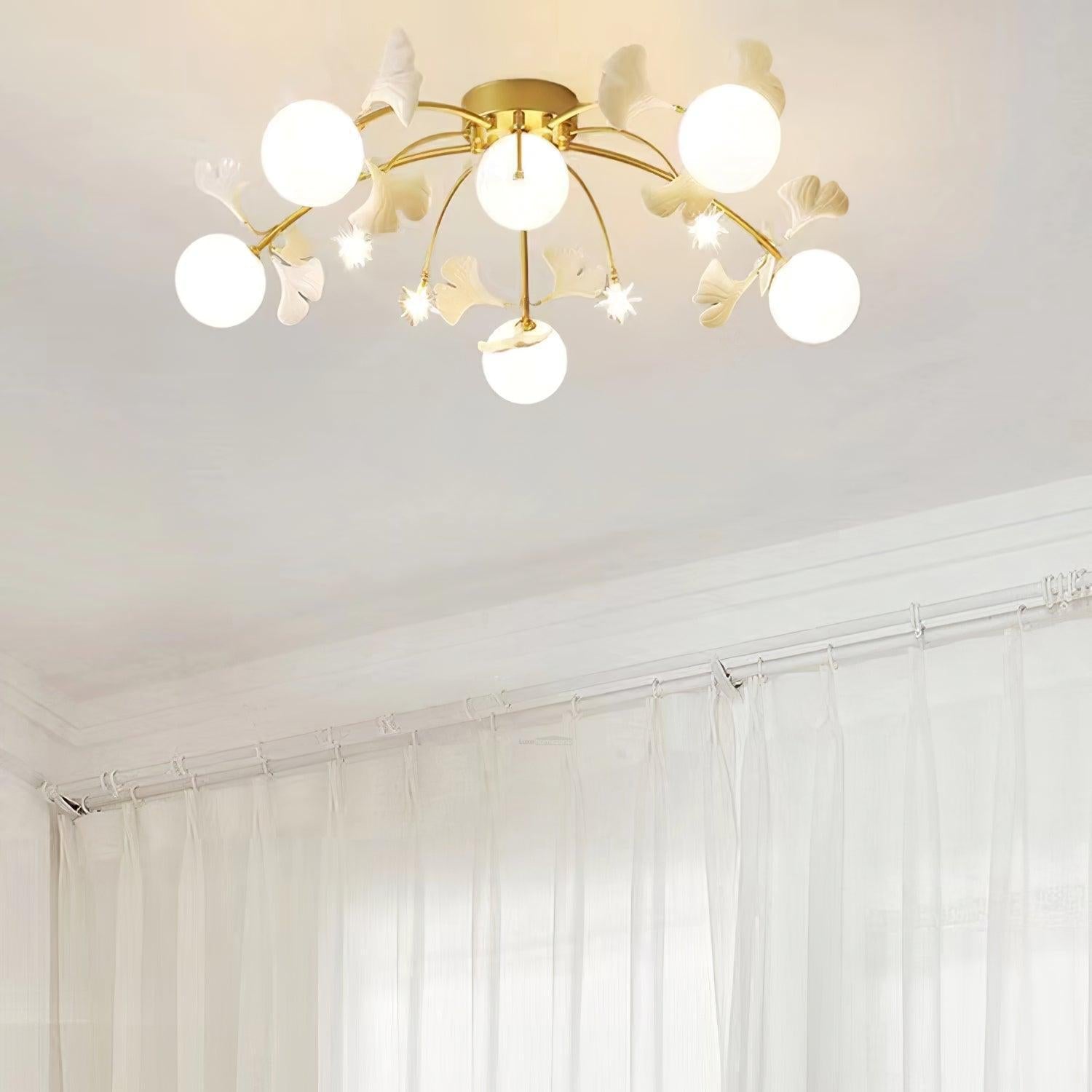 Ginkgo Glass Ceiling Lamp ∅ 39.4″ - Bend, Semi Flush Mounts-1-Luxehomezone