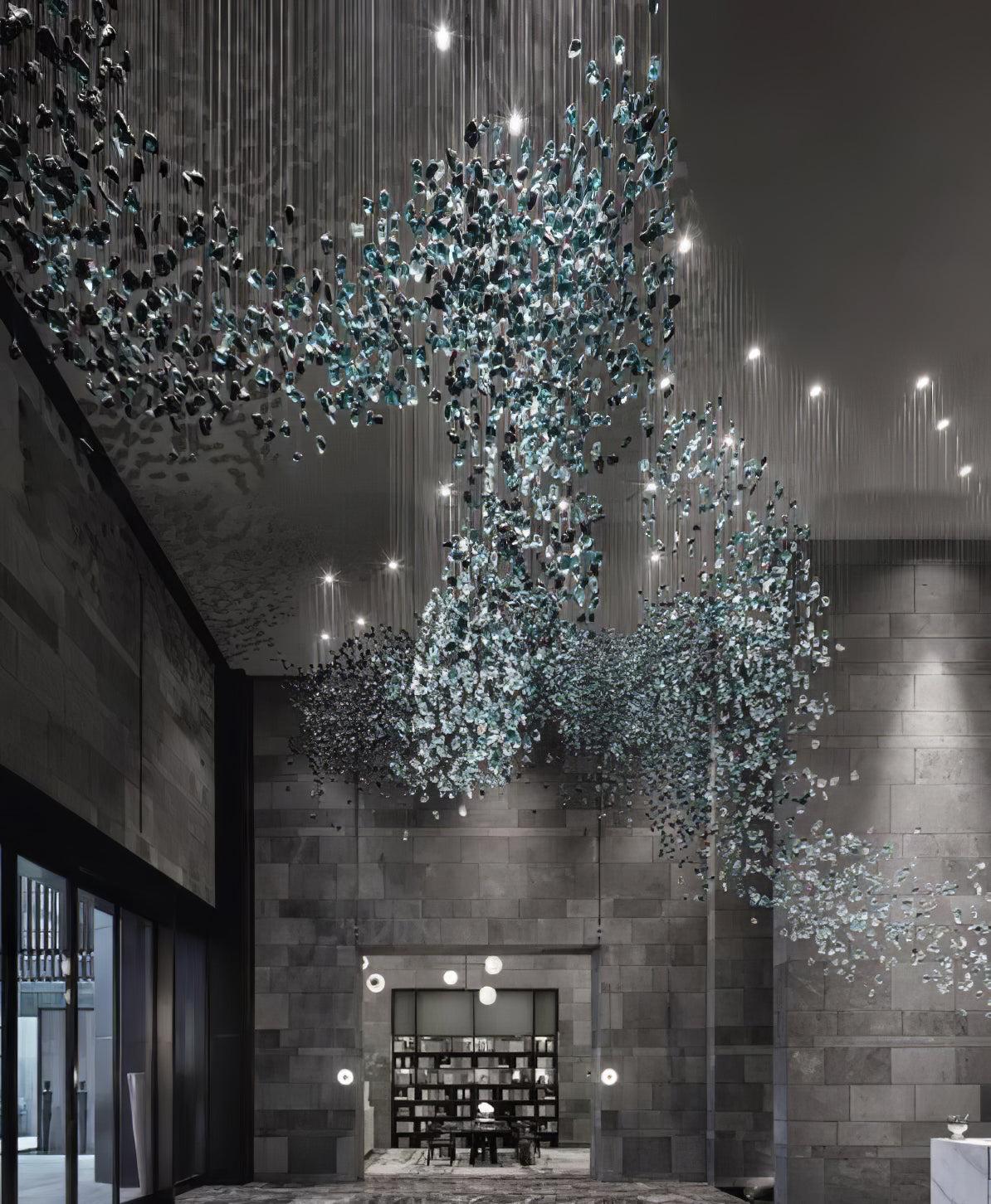 Multicolor Crystal Stone Round/Long canopy Chandelier - Helia-1-Luxehomezone