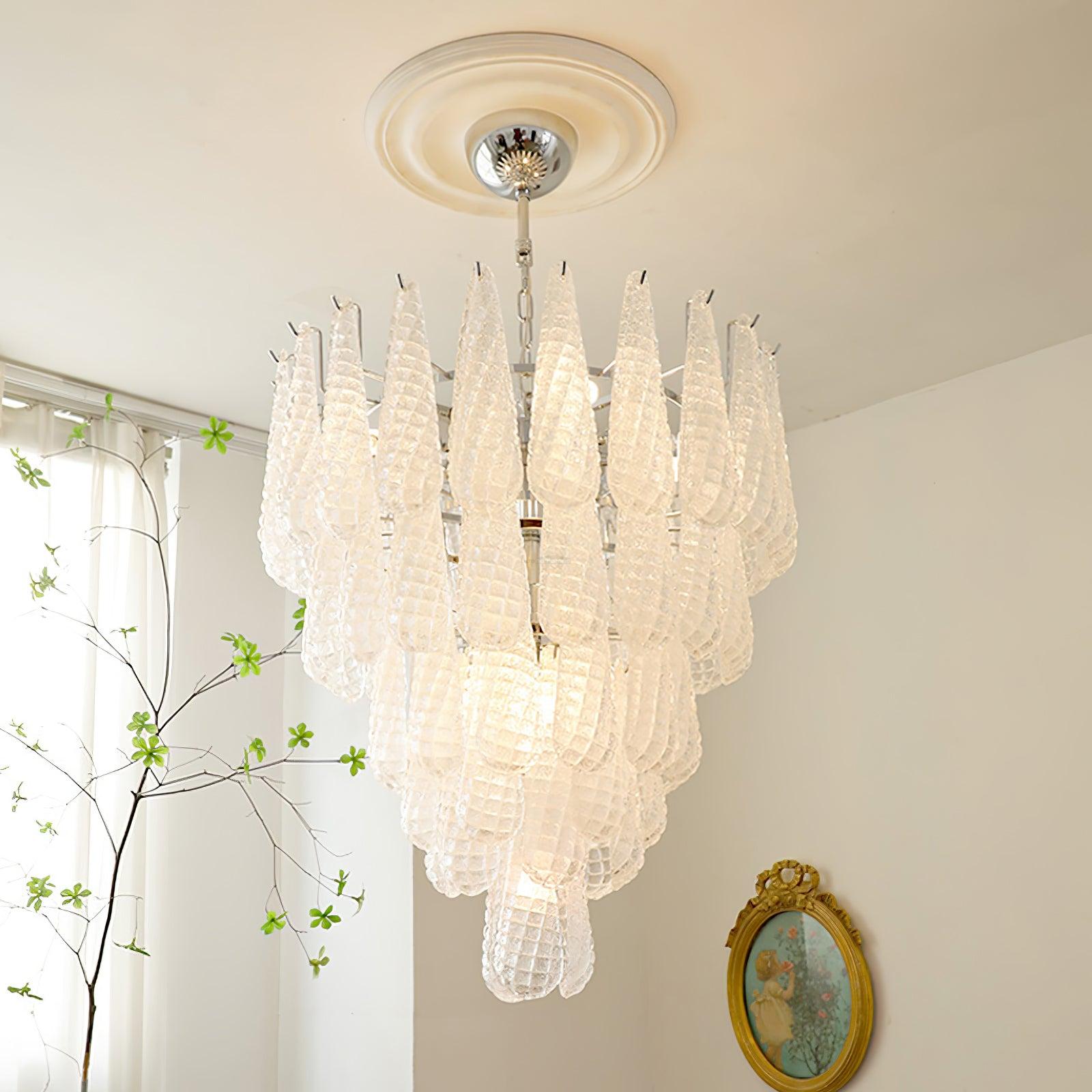 Grid Glass Style Waterfall Chandelier - Cylinder-1-Luxehomezone