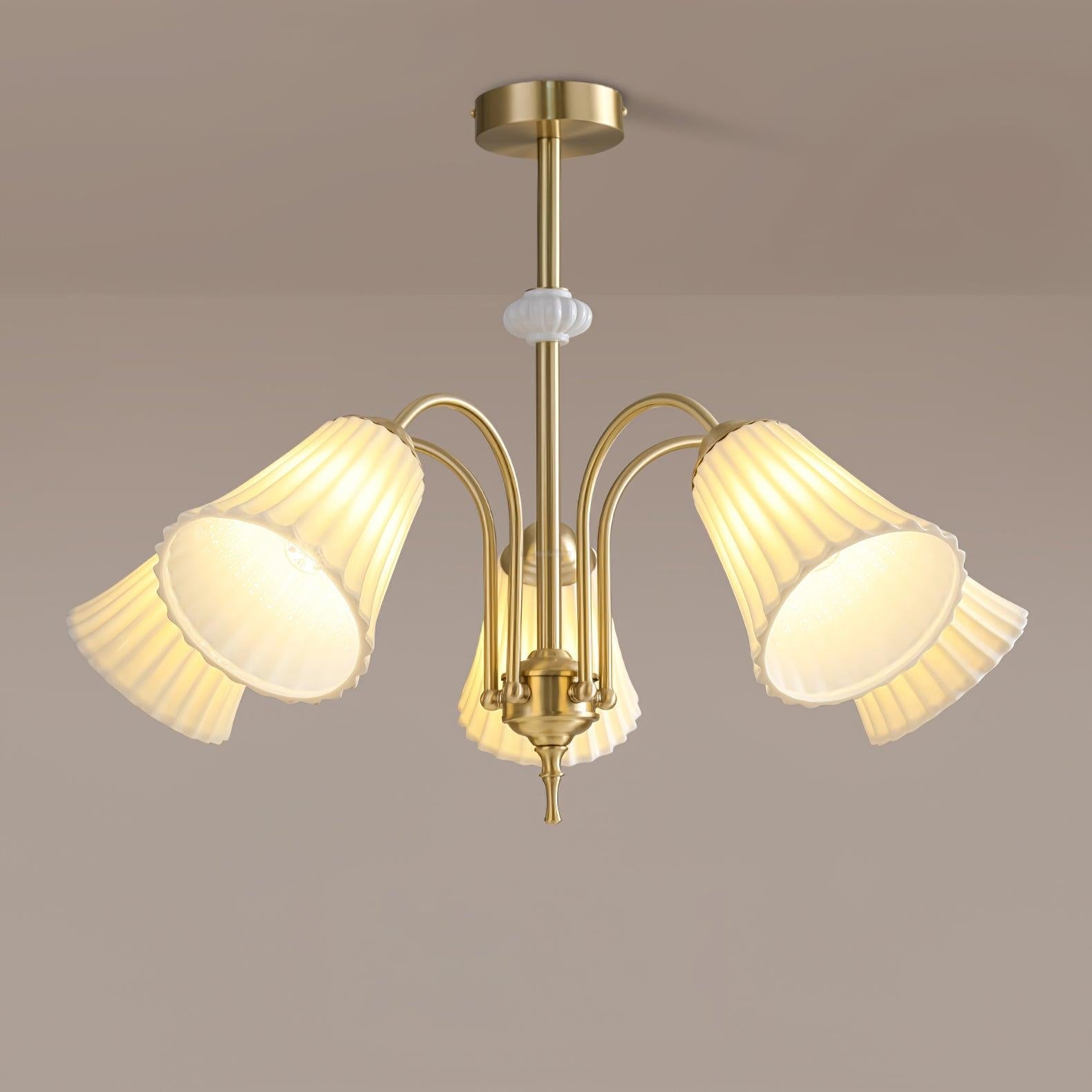 Medieval Ceramic Trumpet Chandelier with 3/5/8 lamps - Flower Ceramic-1-Luxehomezone
