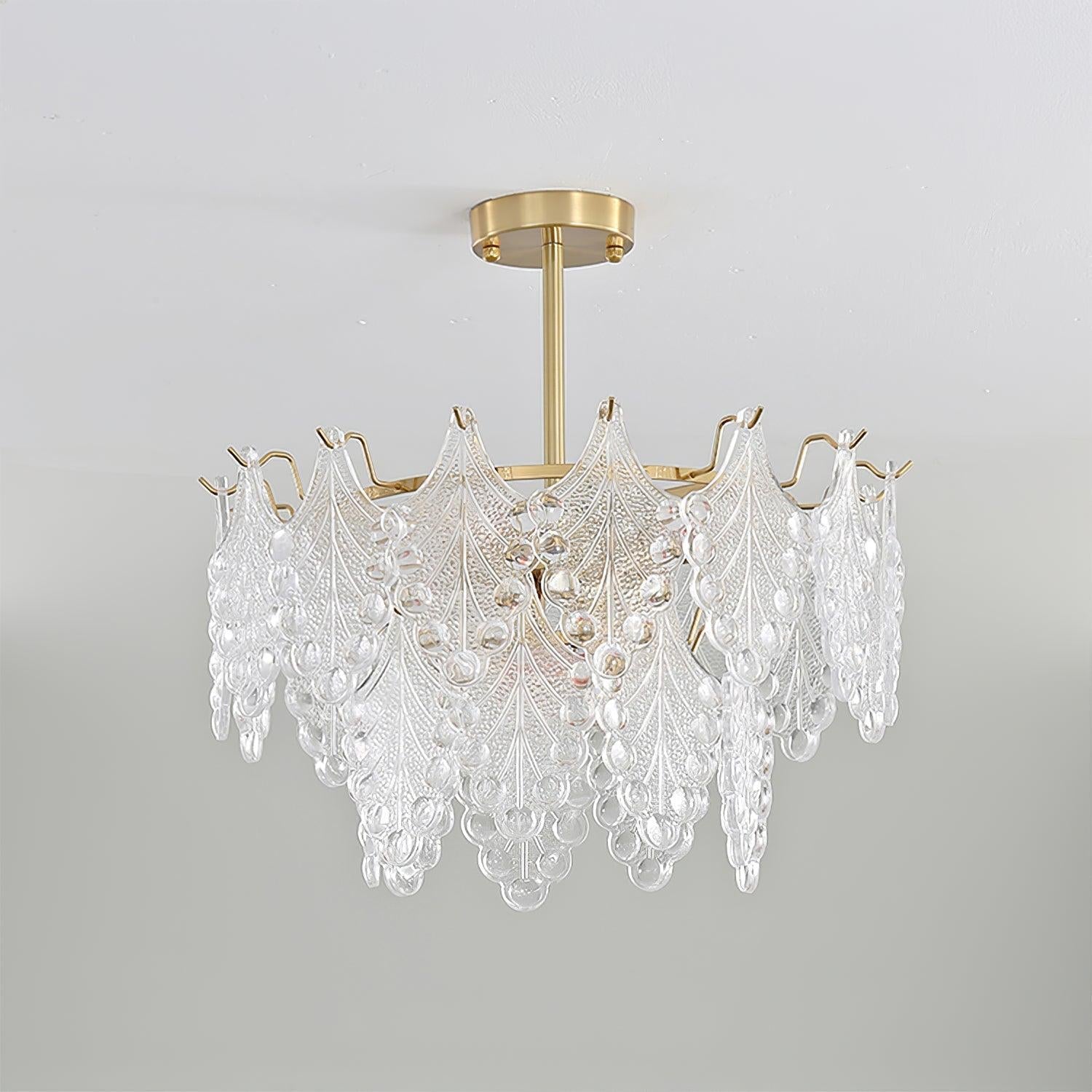 Tiered Carved Glass Chandelier Φ 15.7″ - Luxehomezone