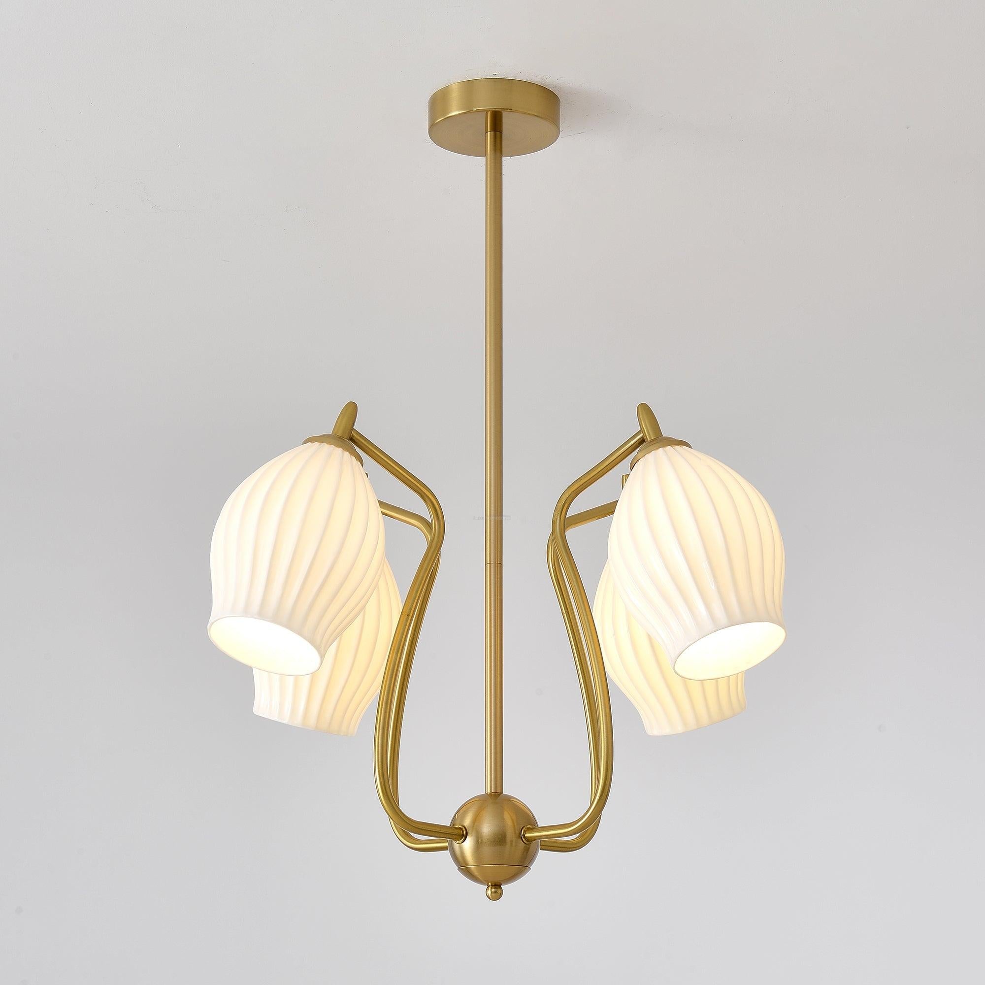 Ceramic Ribbed Chandelier with 4/6/8 heads - Flower Ceramic-1-Luxehomezone