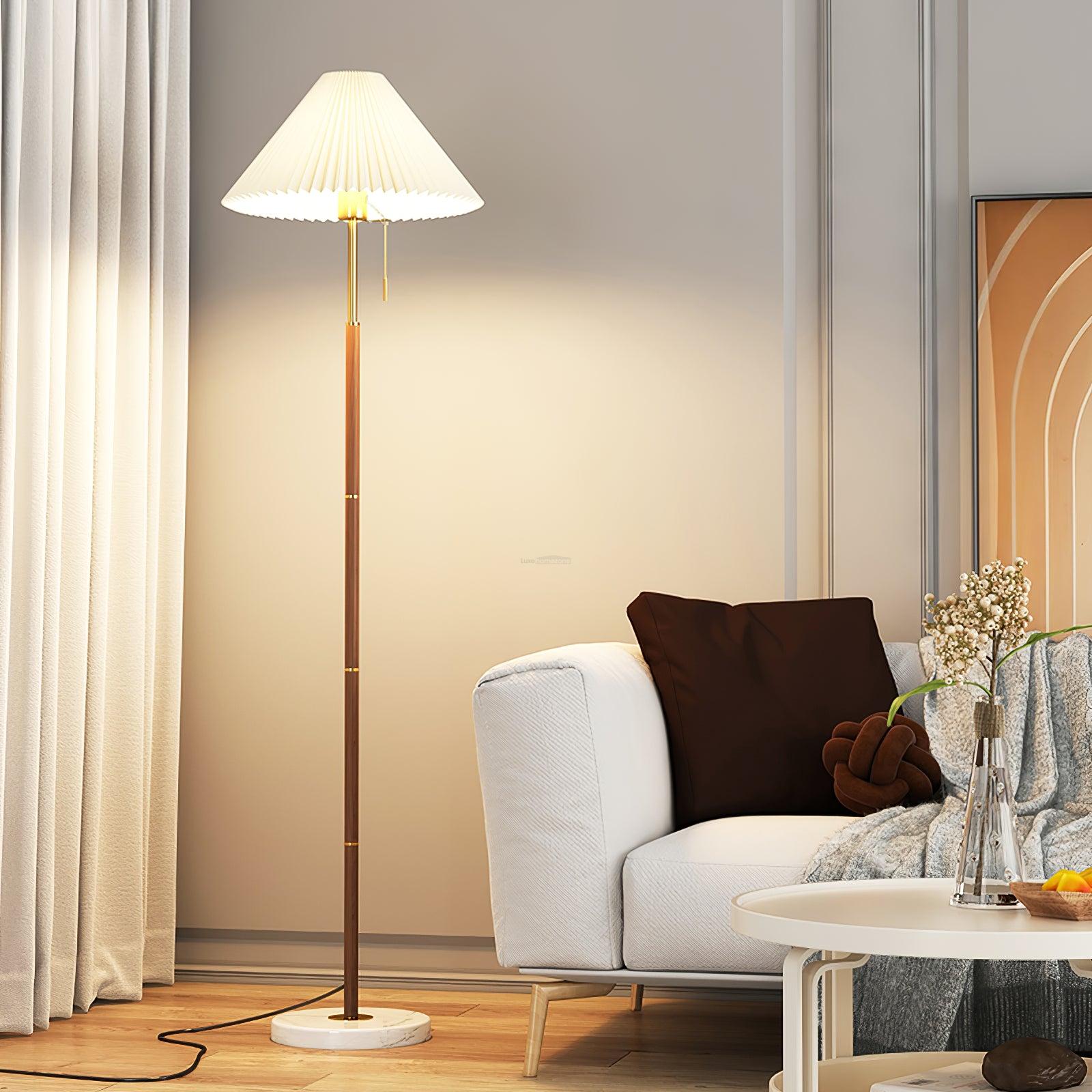 Vintage Pleated Floor Lamp ∅ 11″ - Drapery-1-Luxehomezone