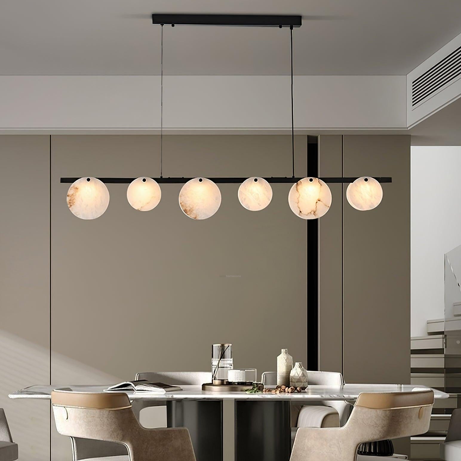 Trinidad Linear Dining Room  Alabaster Chandelier - Alabaster, Alabaster Chandelier-1-Luxehomezone