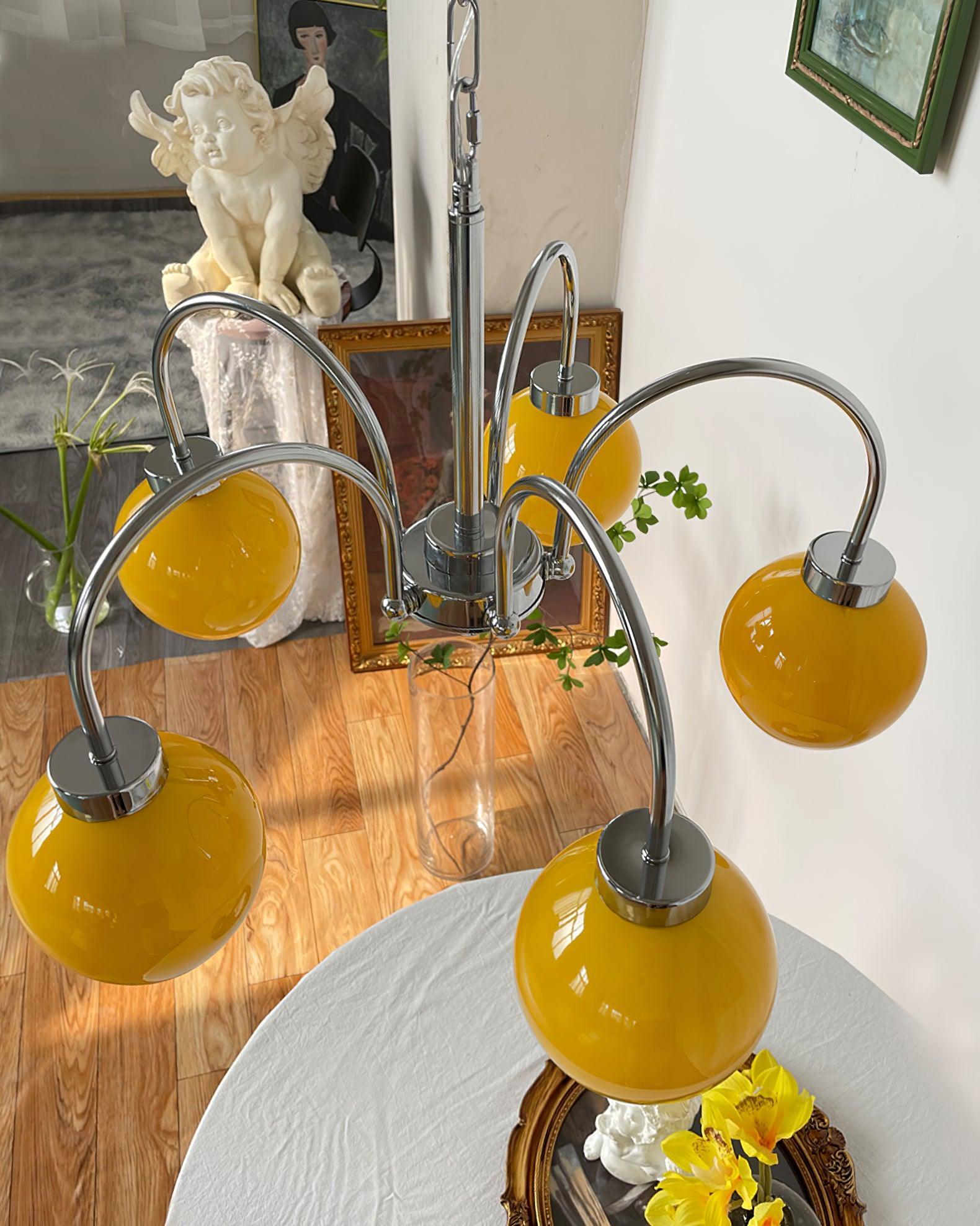 Loa Chandeliers with 3/4/5 heads - Glass Chandelier, Persimmon-1-Luxehomezone