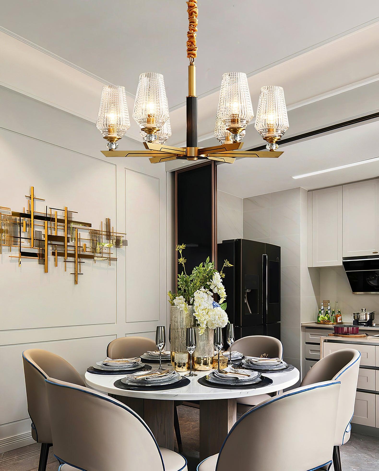 Orrefors Brass Chandelier Φ 25.2″ - Lucency-1-Luxehomezone